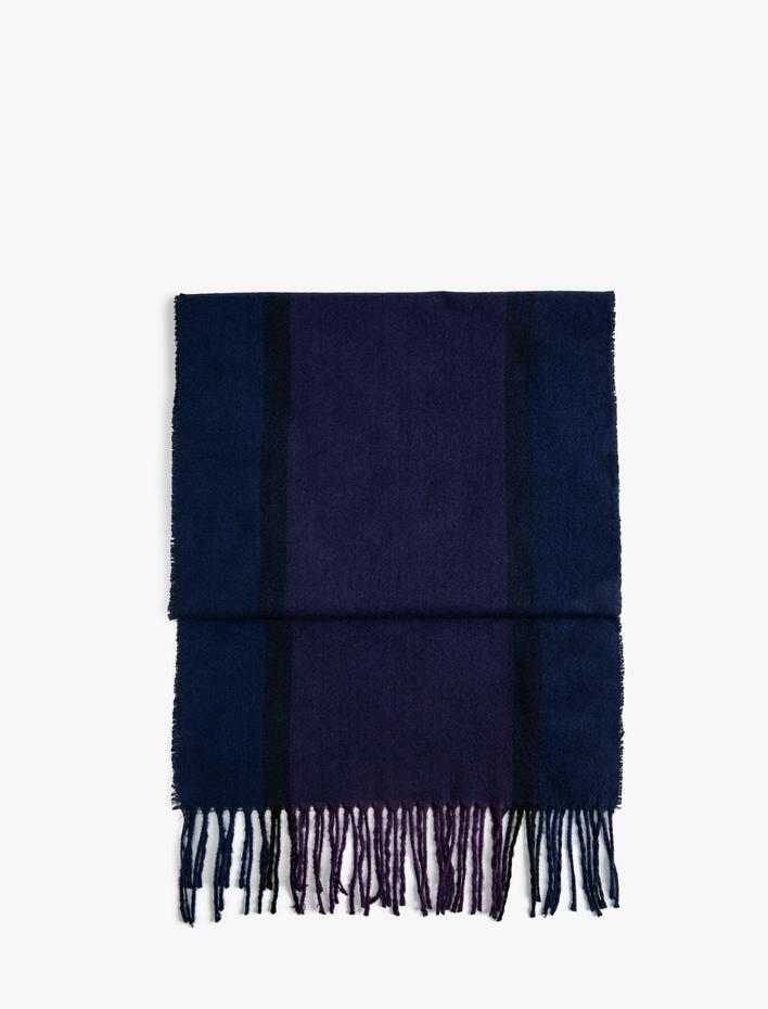 Erkek Çizgili Atkı Püskül Detaylı