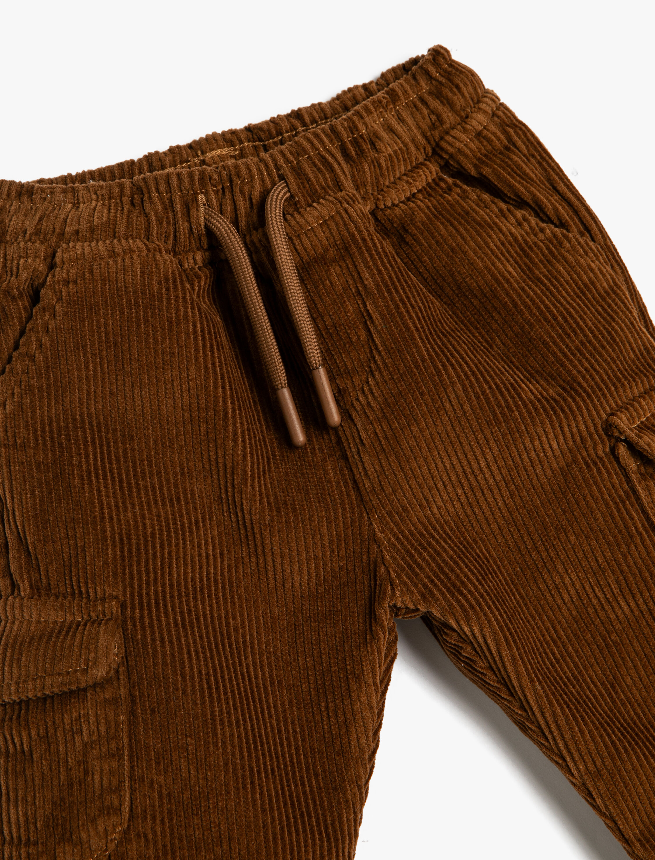  Erkek Bebek Kargo Pantolon Fitilli Kadife Beli Bağlamalı Cepli Pamuklu