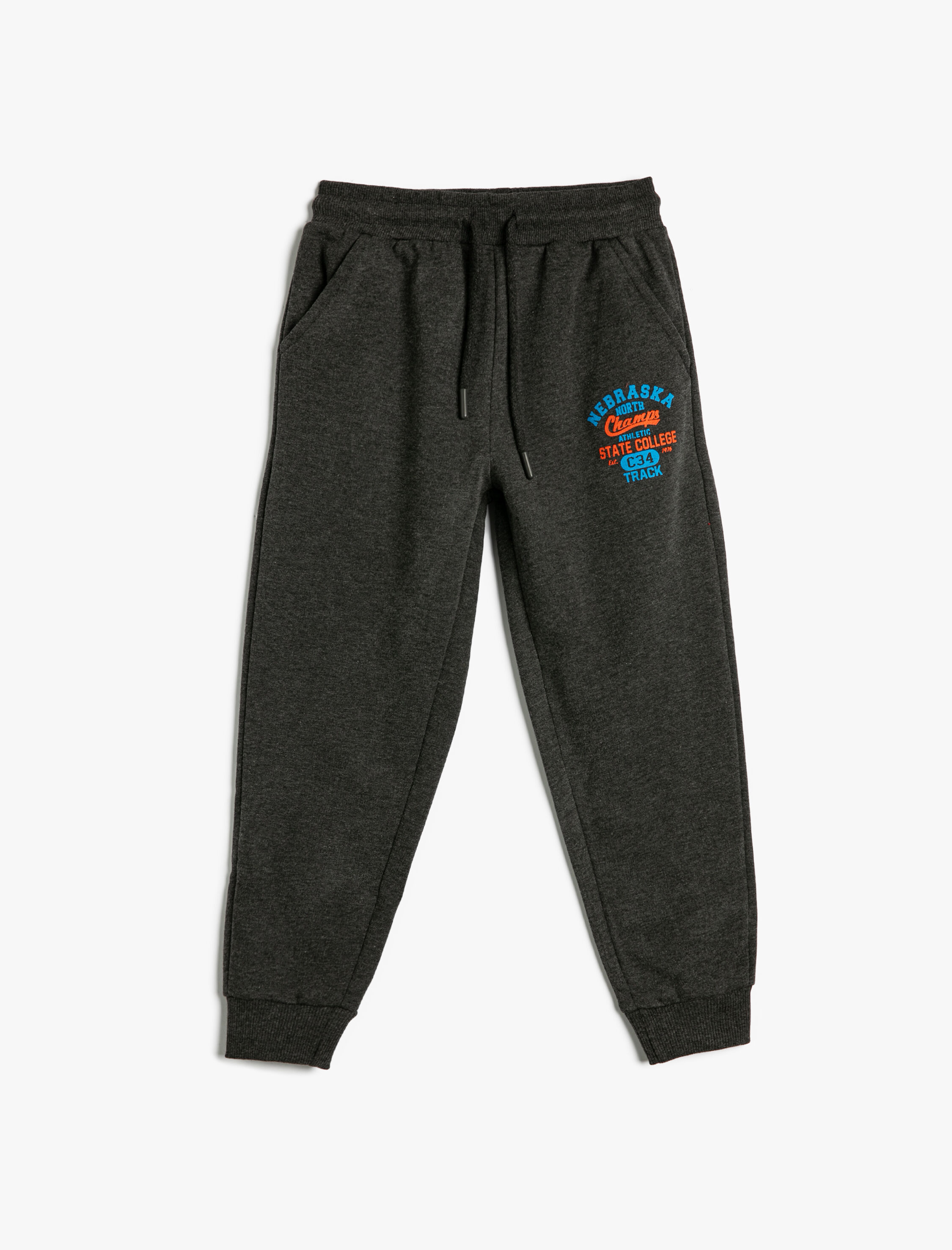  Erkek Çocuk Jogger Eşofman Altı Beli Bağlamalı Cepli Baskı Detaylı