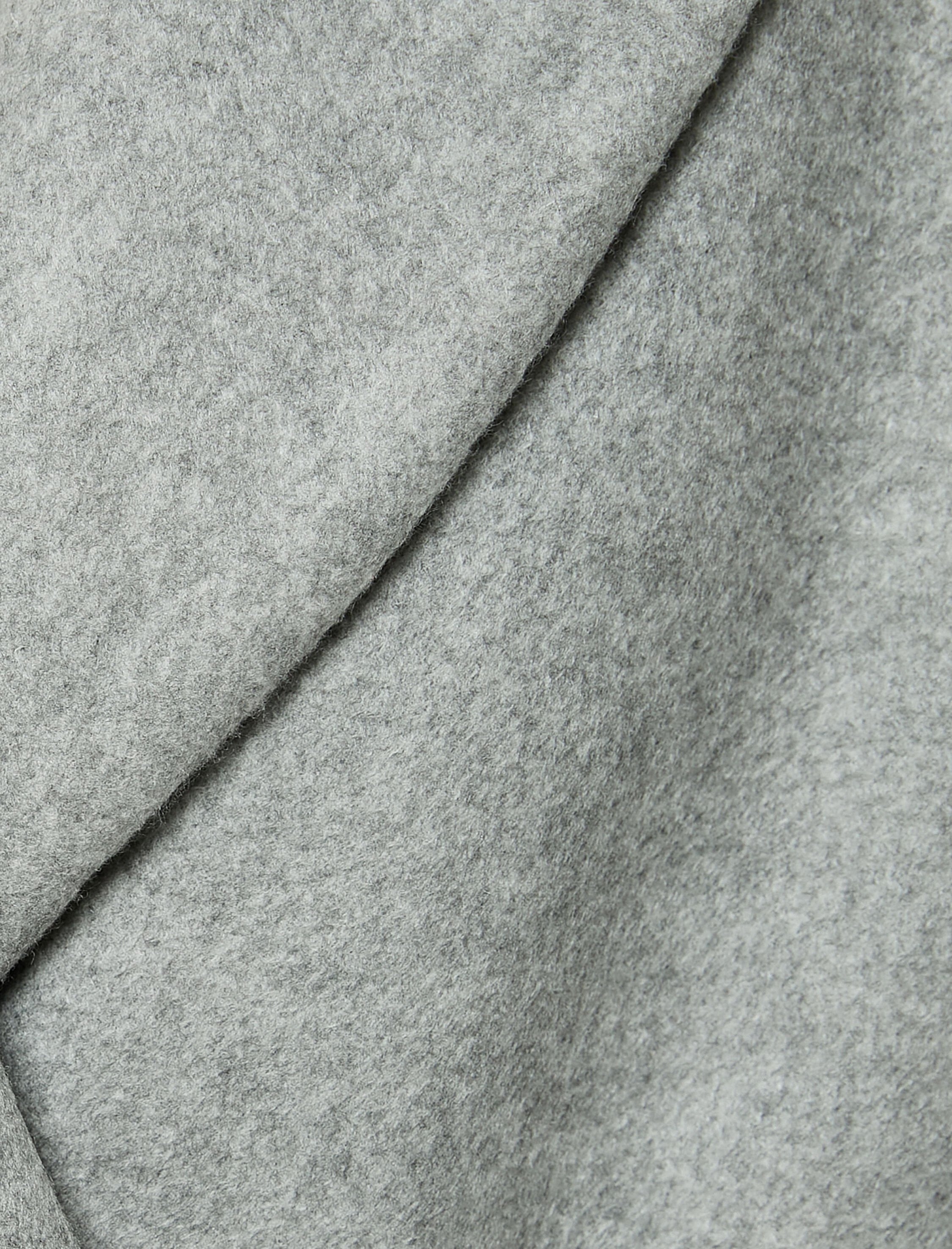   Oversize Kaşe Kaban Kruvaze Düğmeli Kapaklı Cepli