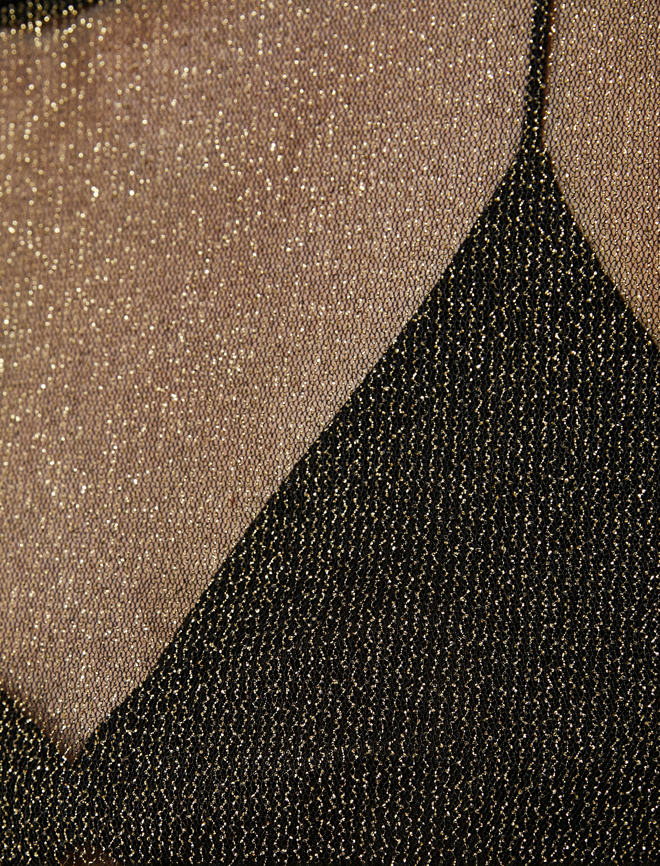   Transparan Tişört Simli Uzun Kollu Bisiklet Yaka