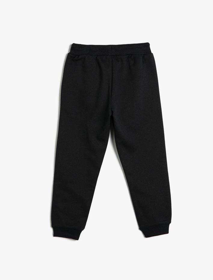 Erkek Çocuk Jogger Eşofman Altı Beli Bağlamalı Cepli Slogan Baskılı Şardonlu