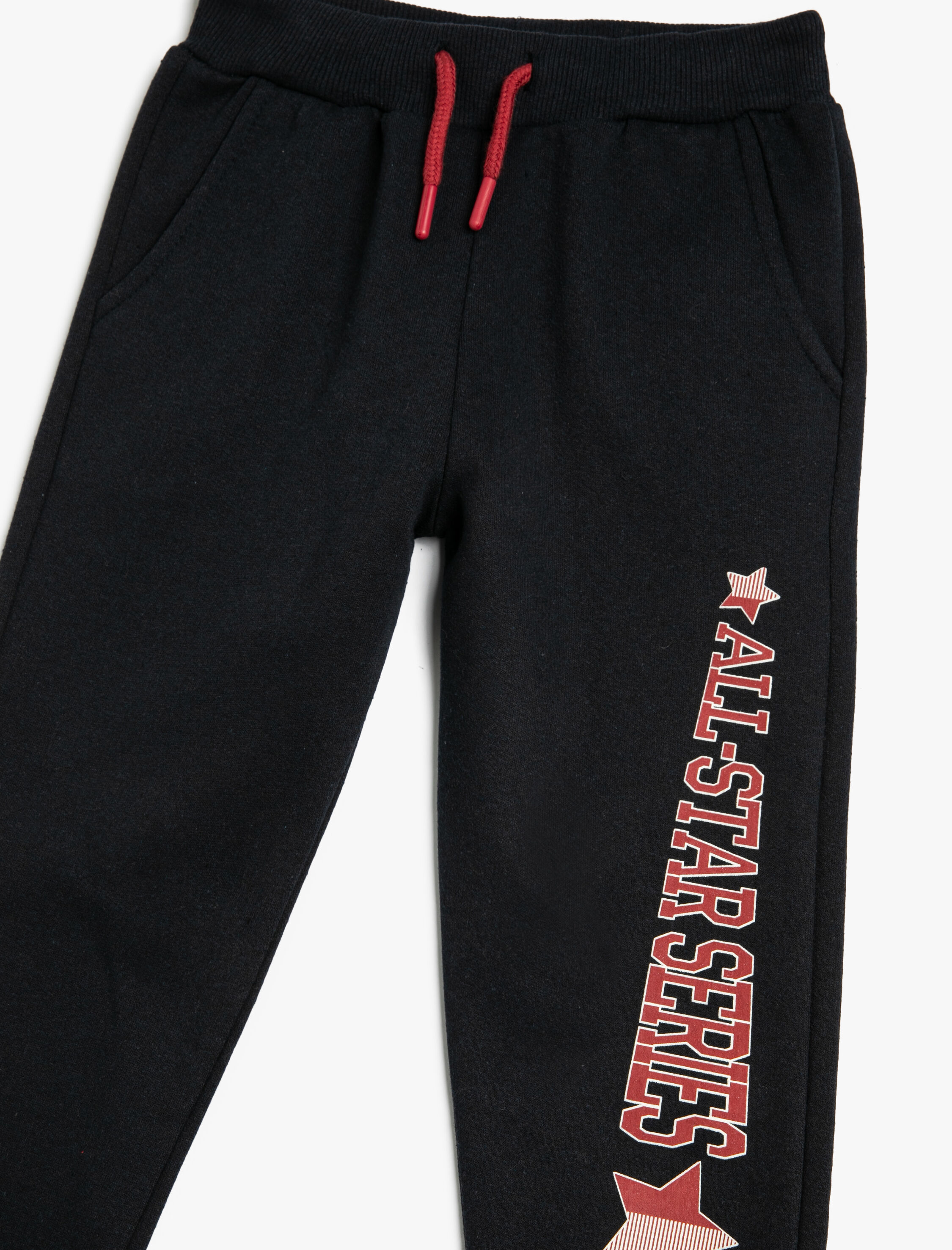  Erkek Çocuk Jogger Eşofman Altı Beli Bağlamalı Cepli Slogan Baskılı Şardonlu