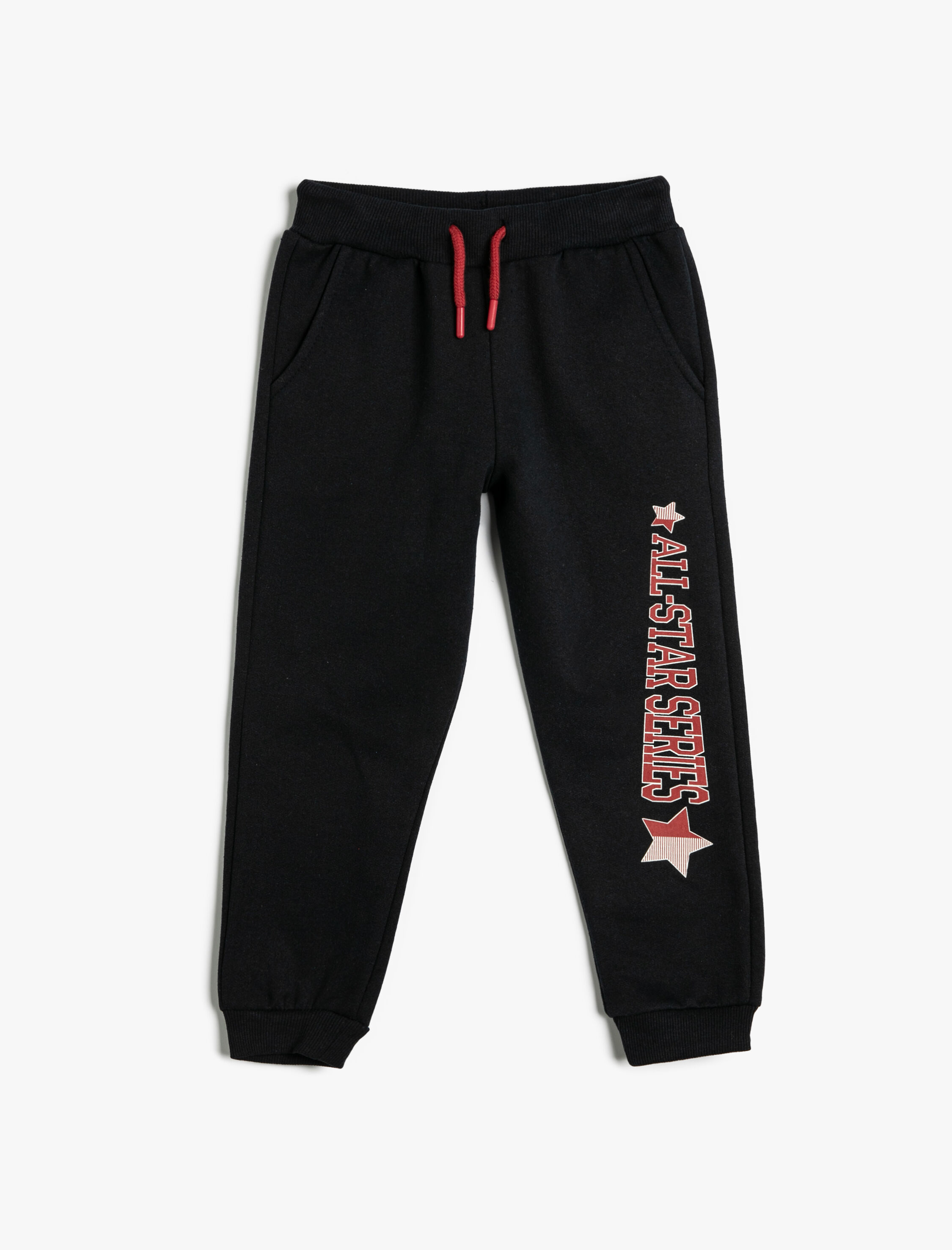  Erkek Çocuk Jogger Eşofman Altı Beli Bağlamalı Cepli Slogan Baskılı Şardonlu