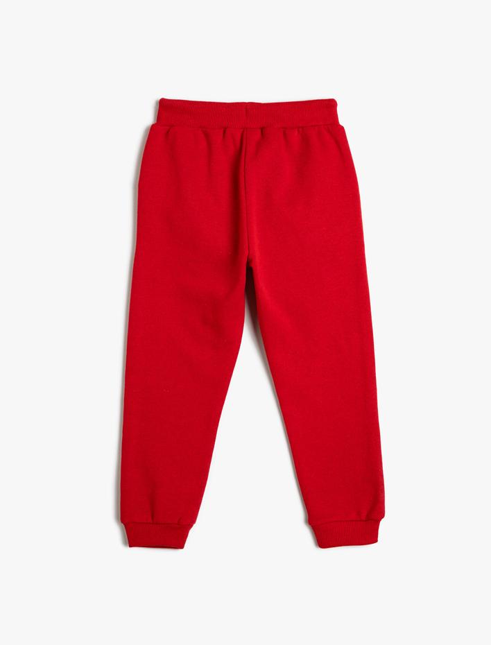 Erkek Çocuk Jogger Eşofman Altı Beli Bağlamalı Cepli Slogan Baskılı Şardonlu