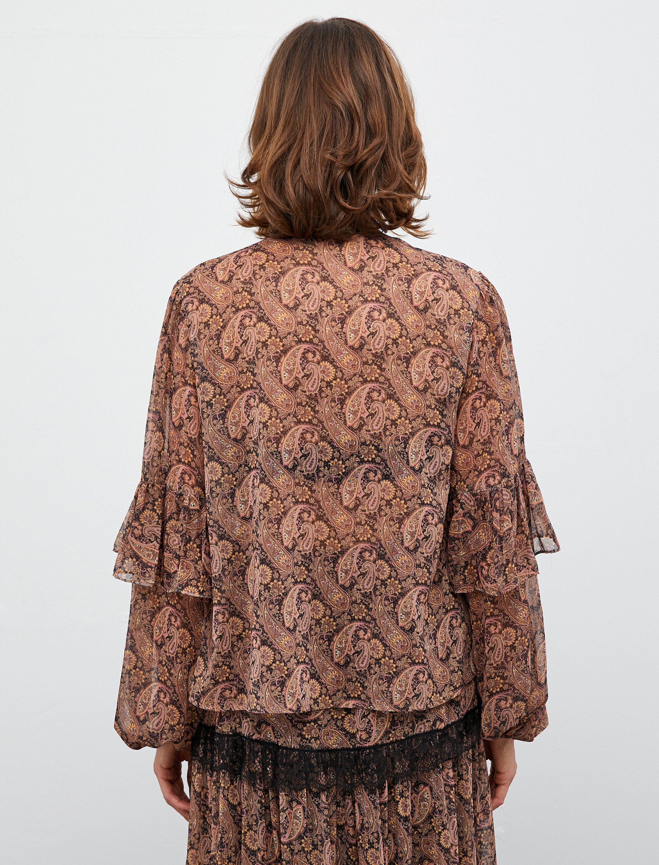   Melis Ağazat X Koton - Püsküllü Balon Kollu Etnik Şifon Bluz