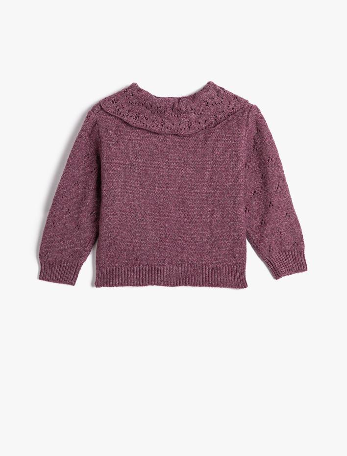 Kız Bebek Örgü Hırka Gömlek Yaka Düğme Kapamalı