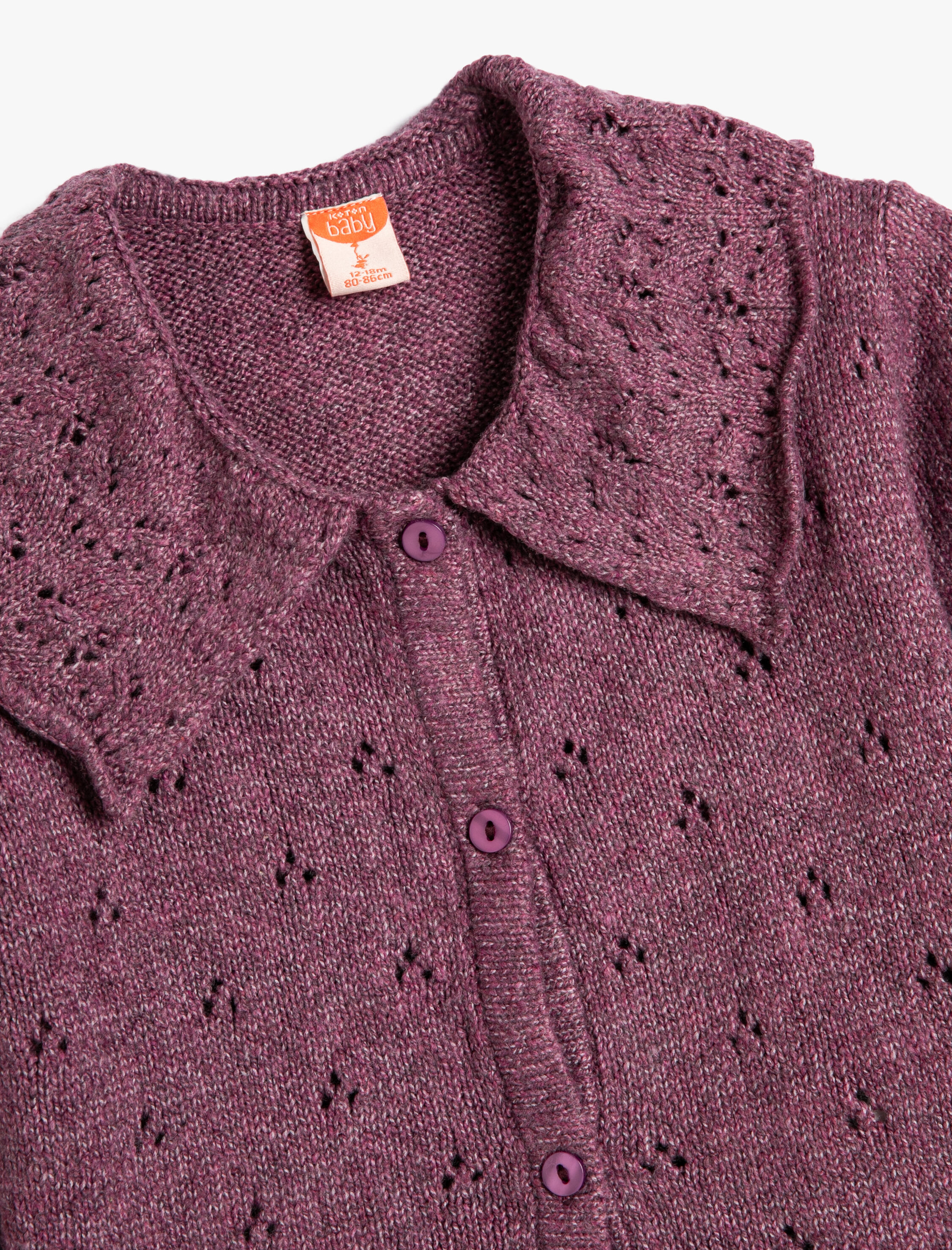  Kız Bebek Örgü Hırka Gömlek Yaka Düğme Kapamalı