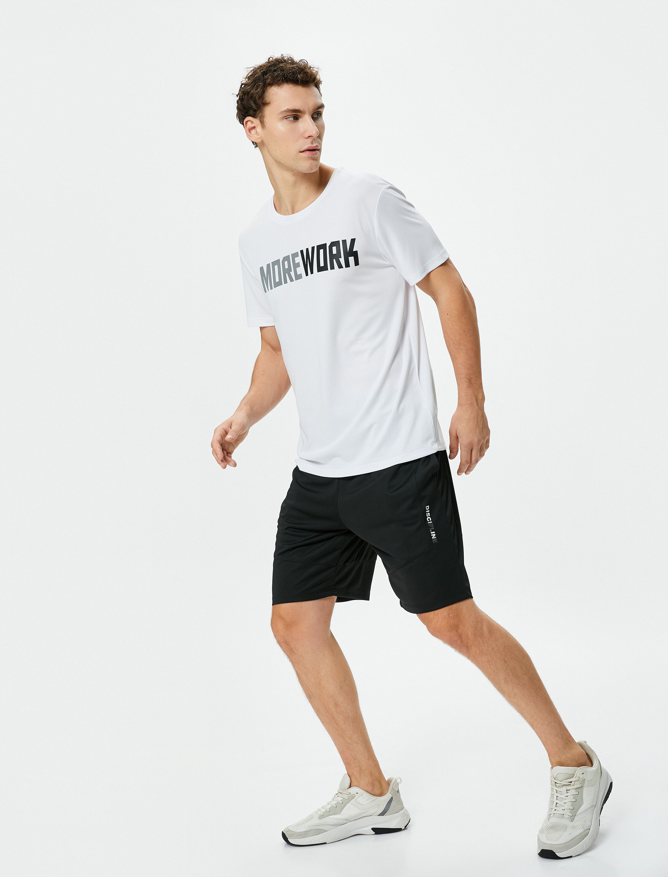   Spor Şort Beli Lastikli Slogan Baskılı Cepli