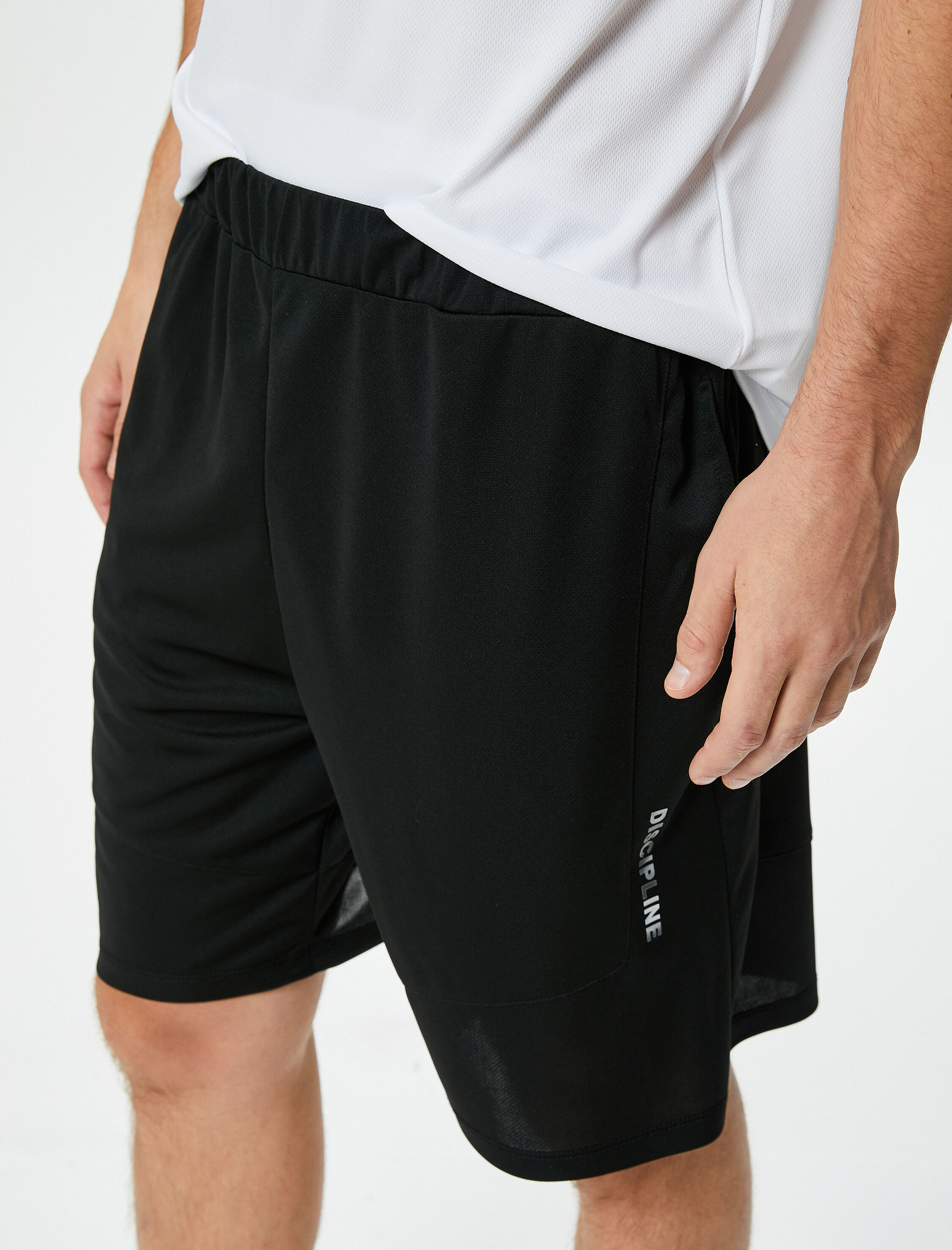   Spor Şort Beli Lastikli Slogan Baskılı Cepli