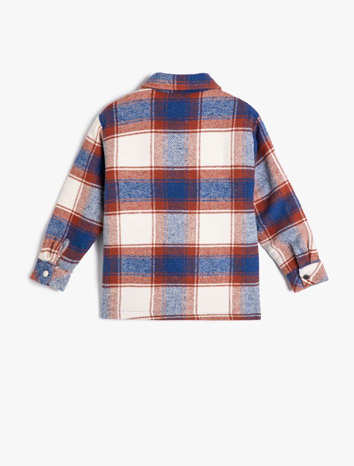 Erkek Çocuk Gömlek Ceket Cep Detaylı Uzun Kollu Çıtçıt Kapamalı