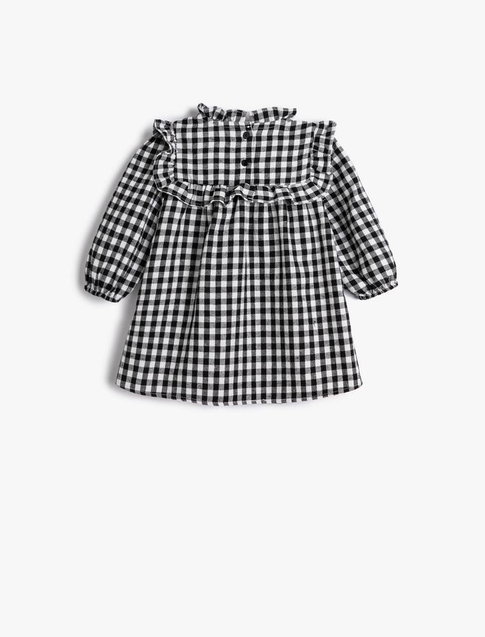 Kız Bebek Fırfırlı Elbise Hakim Yaka Lastik Manşetli