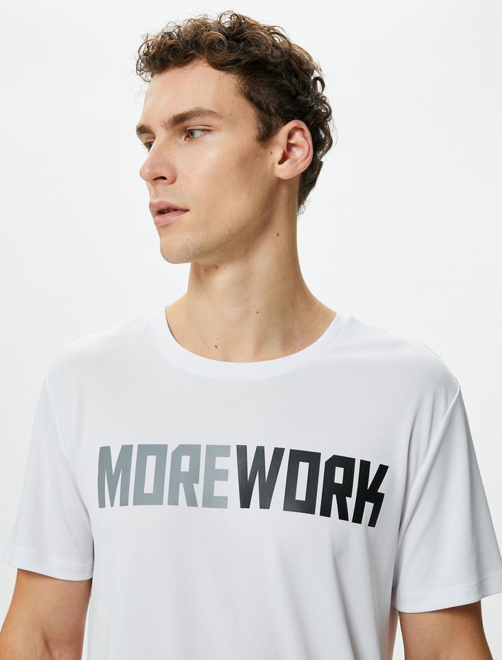  Spor Tişört Slogan Baskılı Kısa Kollu Bisiklet Yaka