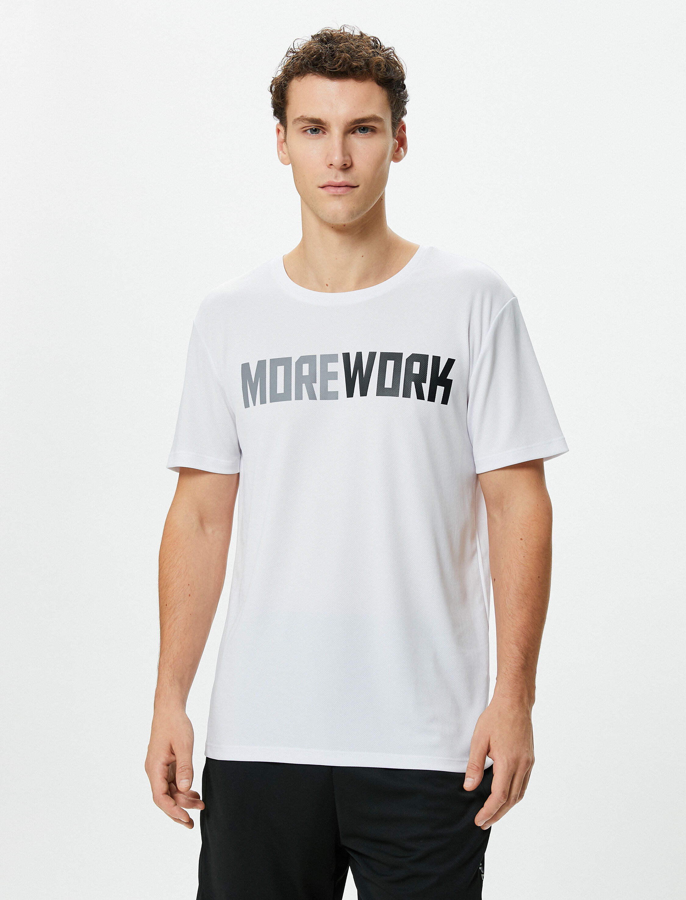   Spor Tişört Slogan Baskılı Kısa Kollu Bisiklet Yaka