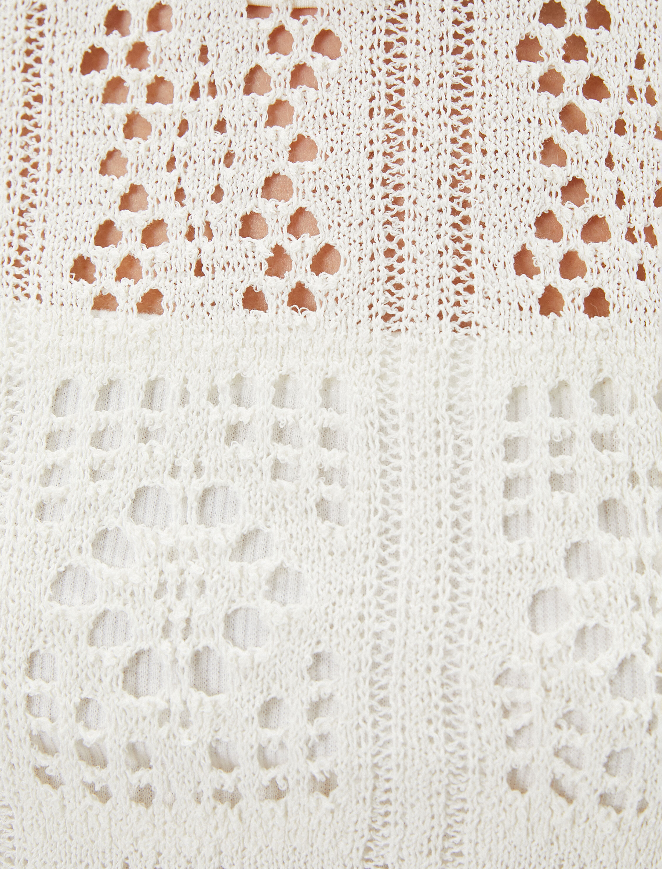   Ajurlu Crop Tişört Kısa Kollu Bisiklet Yaka