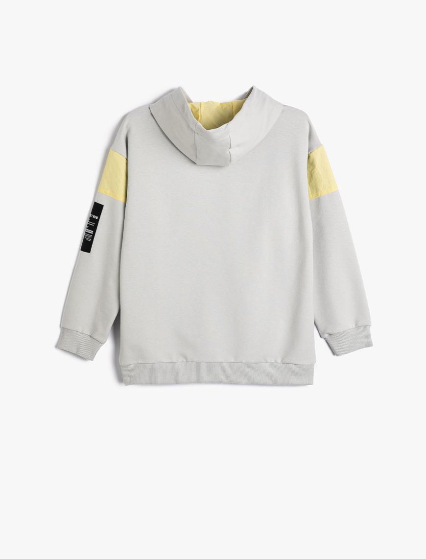  Erkek Çocuk Kapşonlu Sweatshirt Uzun Kollu Kanguru Cepli Slogan Baskılı Pamuklu