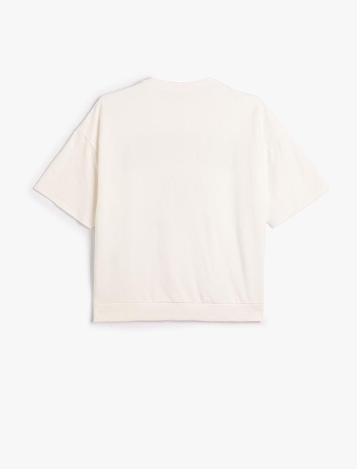 Erkek Çocuk Kolej Sweatshirt Kısa Kollu Bisiklet Yaka Baskı Detaylı Şardonlu