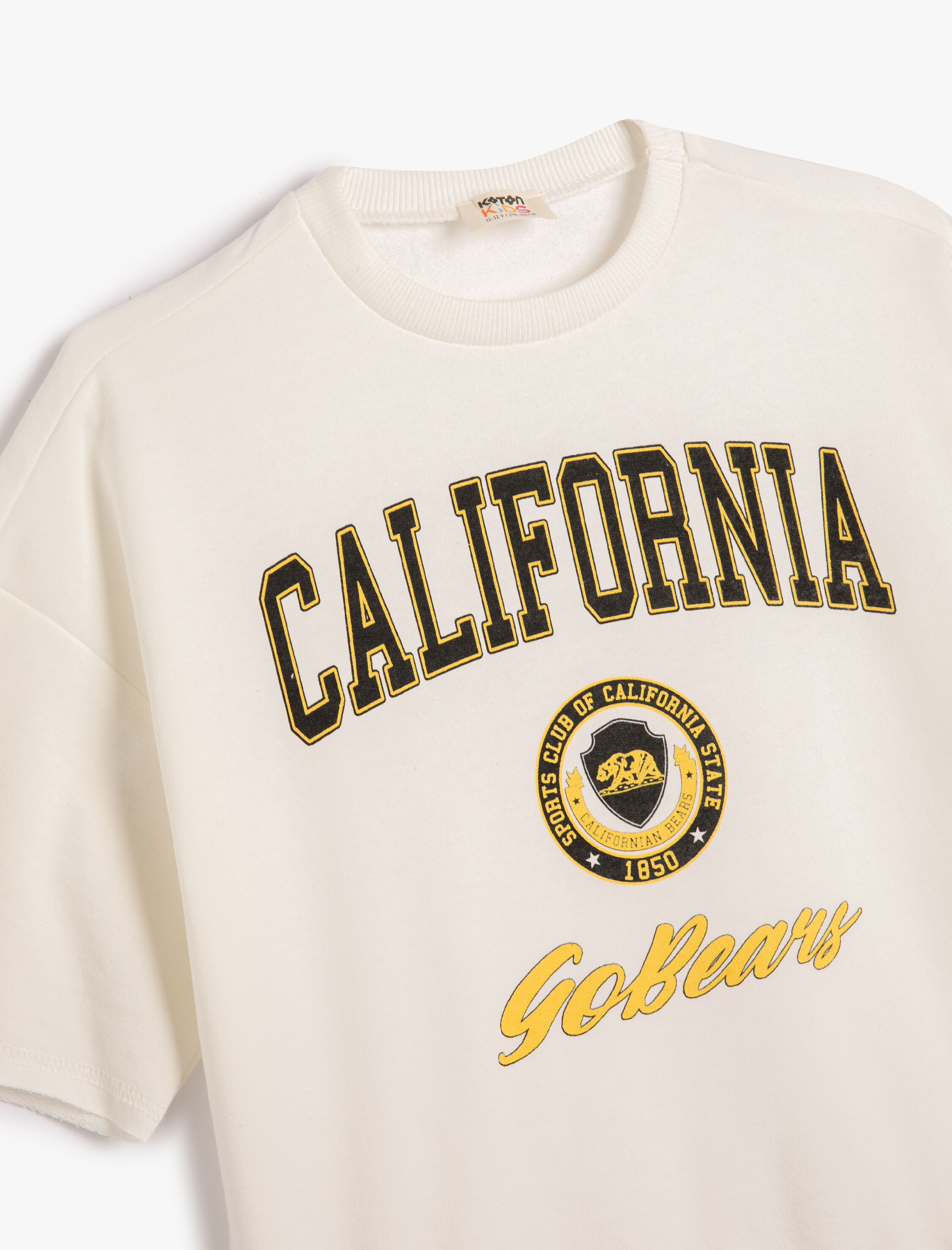 Erkek Çocuk Kolej Sweatshirt Kısa Kollu Bisiklet Yaka Baskı Detaylı Şardonlu