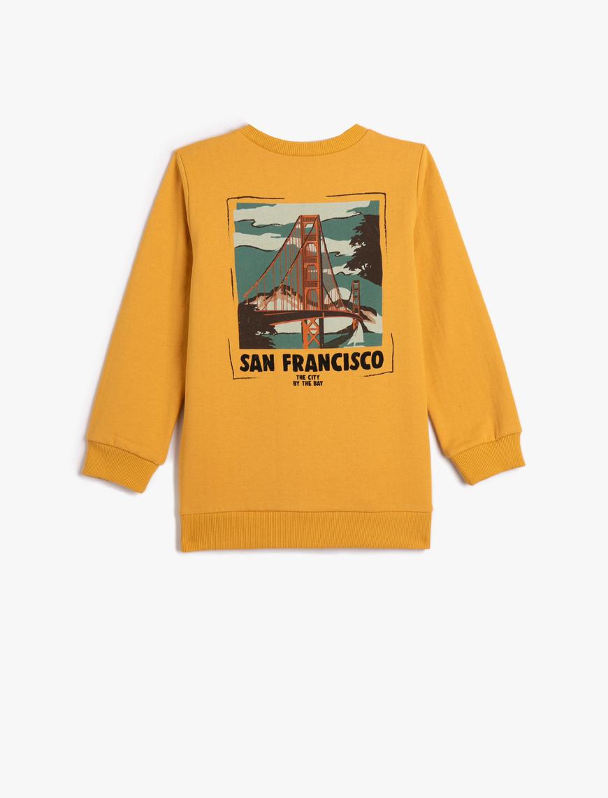  Erkek Çocuk Sweatshirt Uzun Kollu Bisiklet Yaka San Francisco Baskı Detaylı