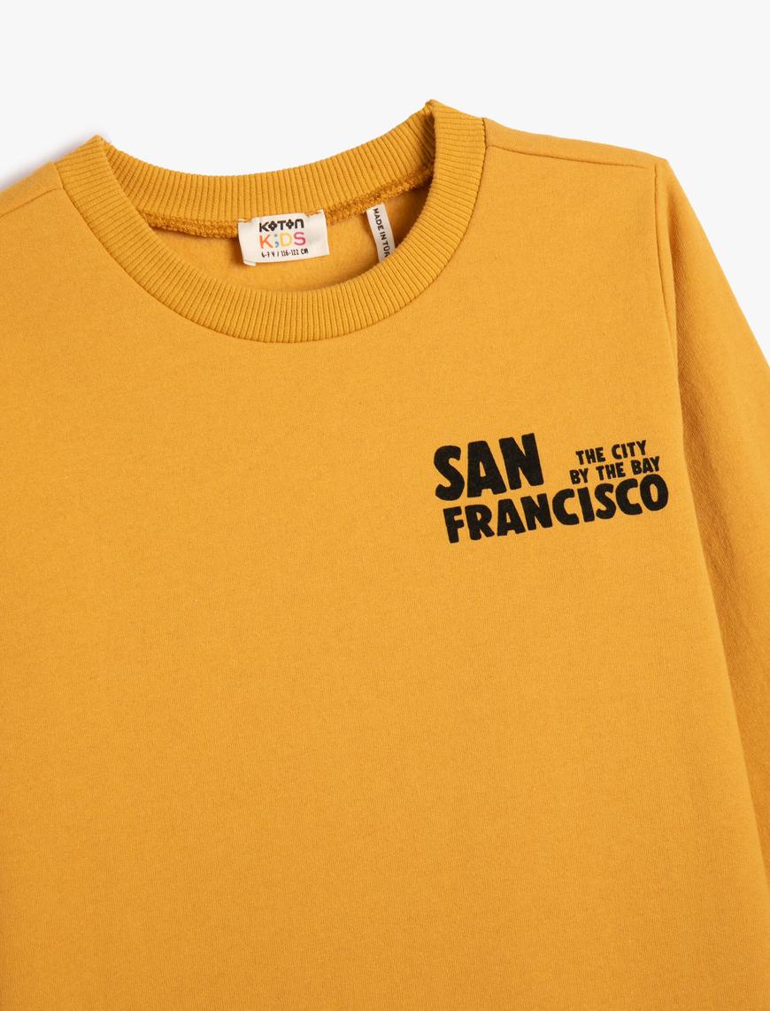  Erkek Çocuk Sweatshirt Uzun Kollu Bisiklet Yaka San Francisco Baskı Detaylı