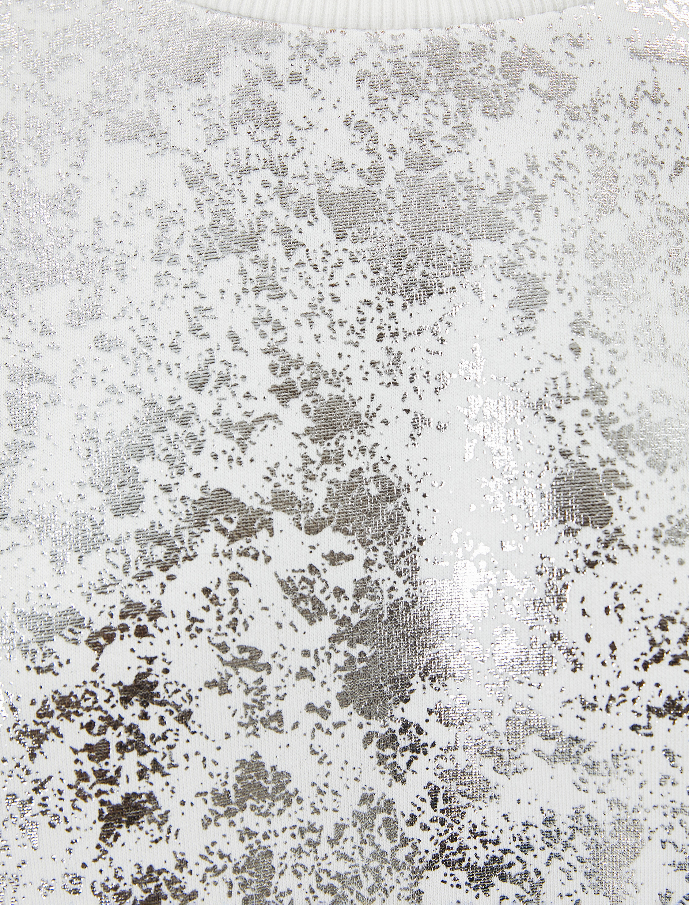   Parlak Varaklı Sweatshirt Uzun Kollu Bisiklet Yaka Rahat Kalıp