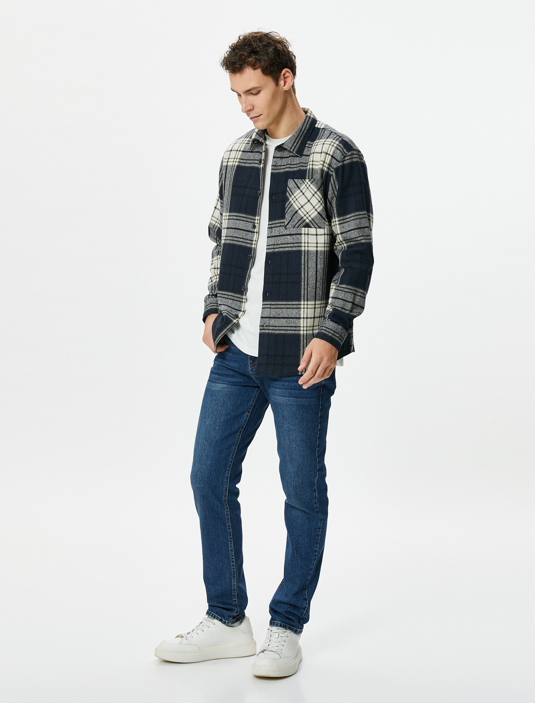   Oduncu Gömleği Düğmeli Cep Detaylı Klasik Yaka Uzun Kollu