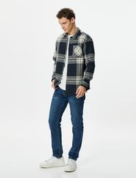 Oduncu Gömleği Düğmeli Cep Detaylı Klasik Yaka Uzun Kollu