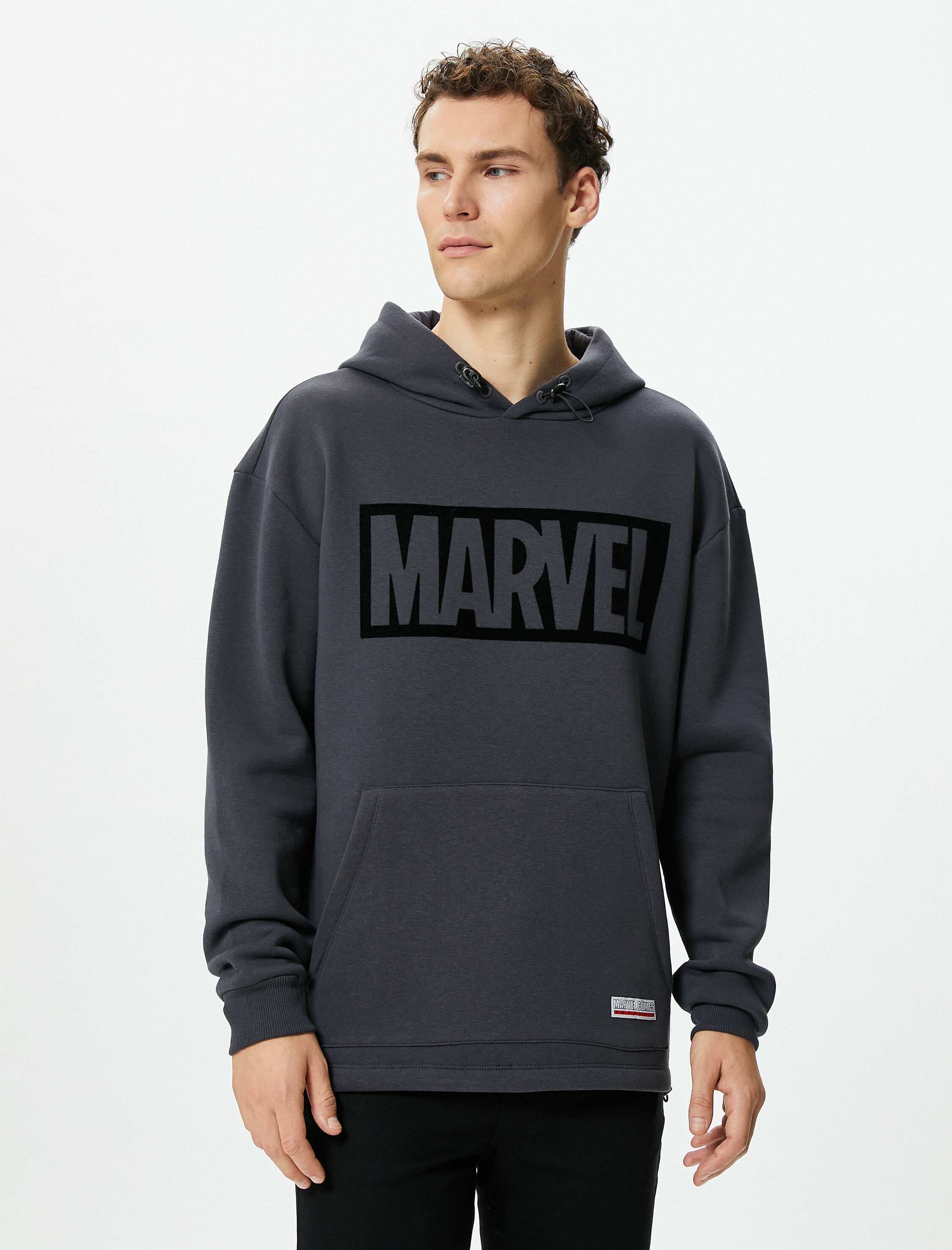 Marvel Oversize Sweatshirt Kapşonlu Kanguru Cepli Lisanslı Baskılı Şardonlu