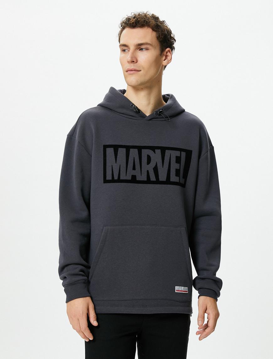   Marvel Oversize Sweatshirt Kapşonlu Kanguru Cepli Lisanslı Baskılı