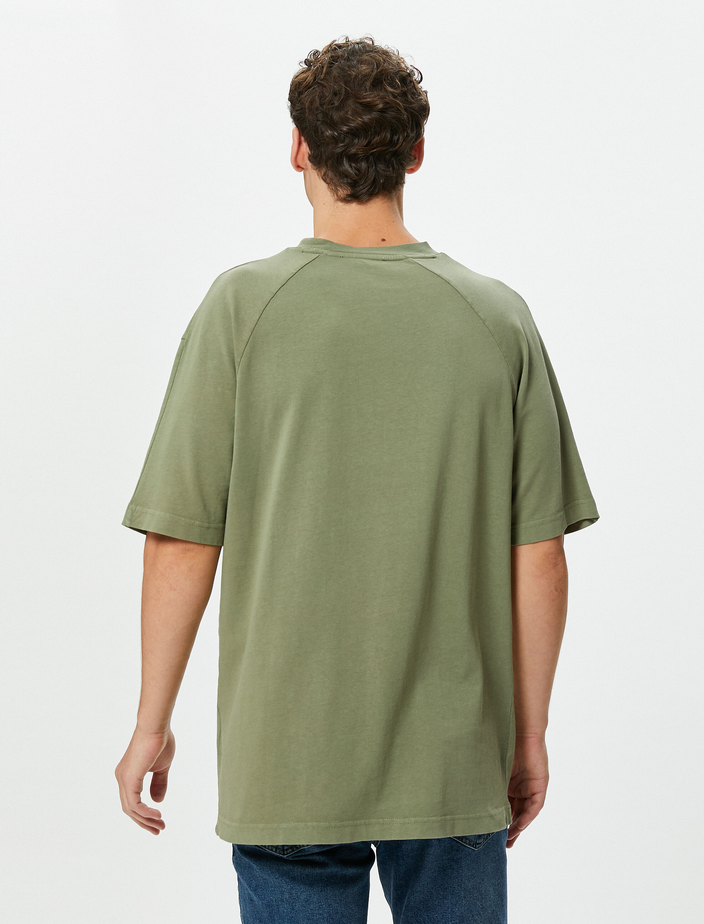   Oversize Tişört Basic Bisiklet Yaka Kısa Kollu Pamuklu