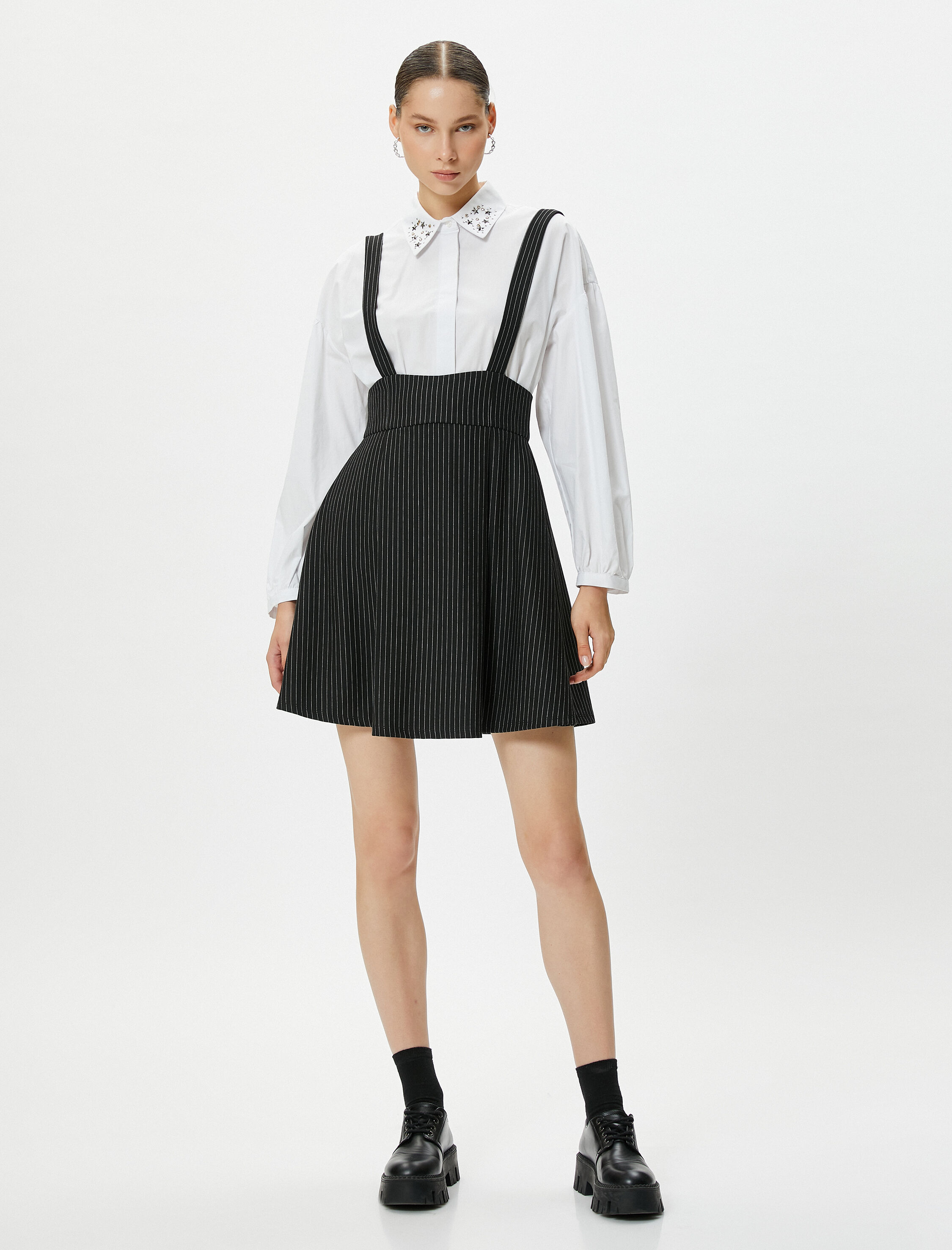   Salopet Elbise Kolsuz Kalın Askılı