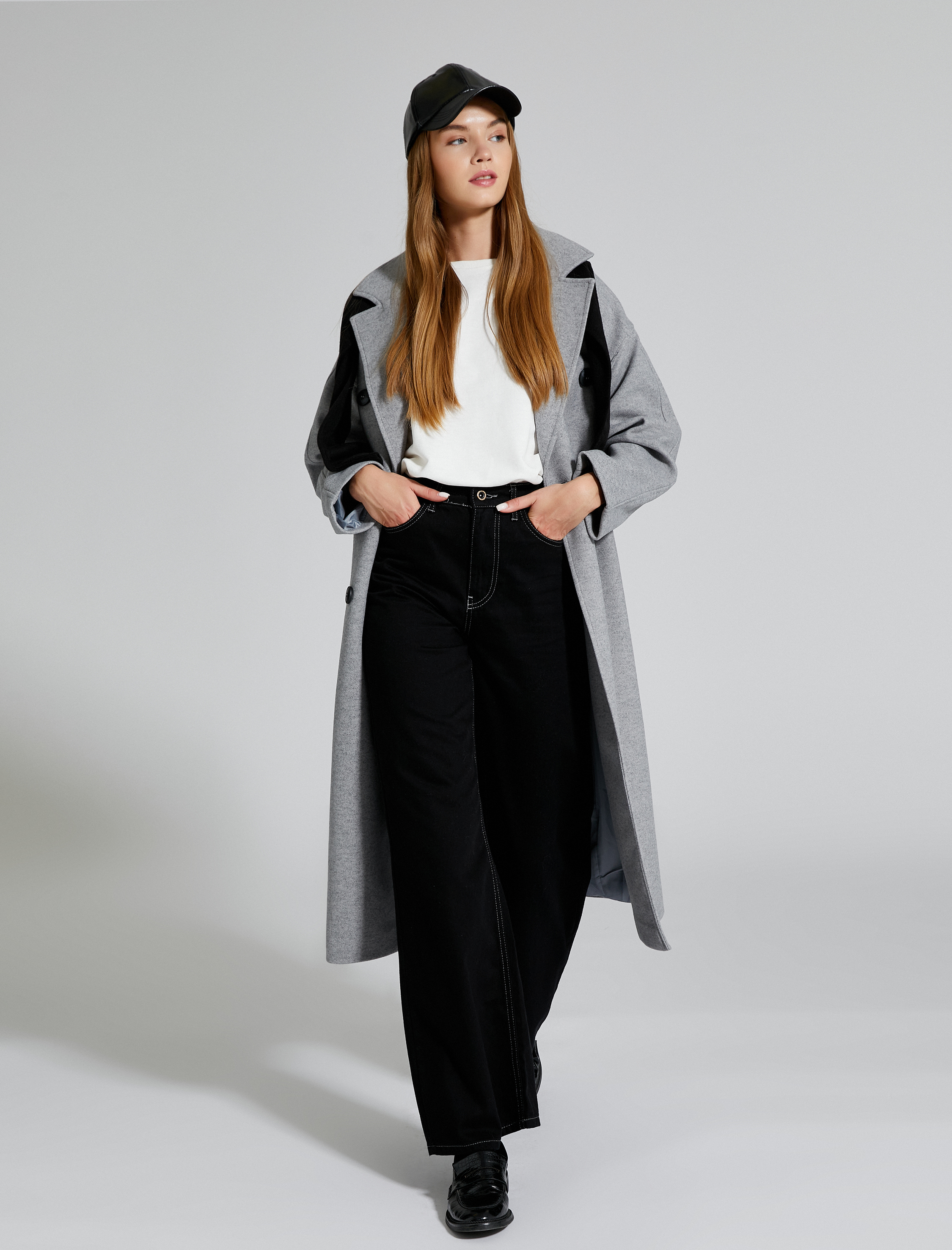   Ekstra Geniş Paça Kot Pantolon Gabardin Kumaş Yüksek Bel - Bianca Jeans