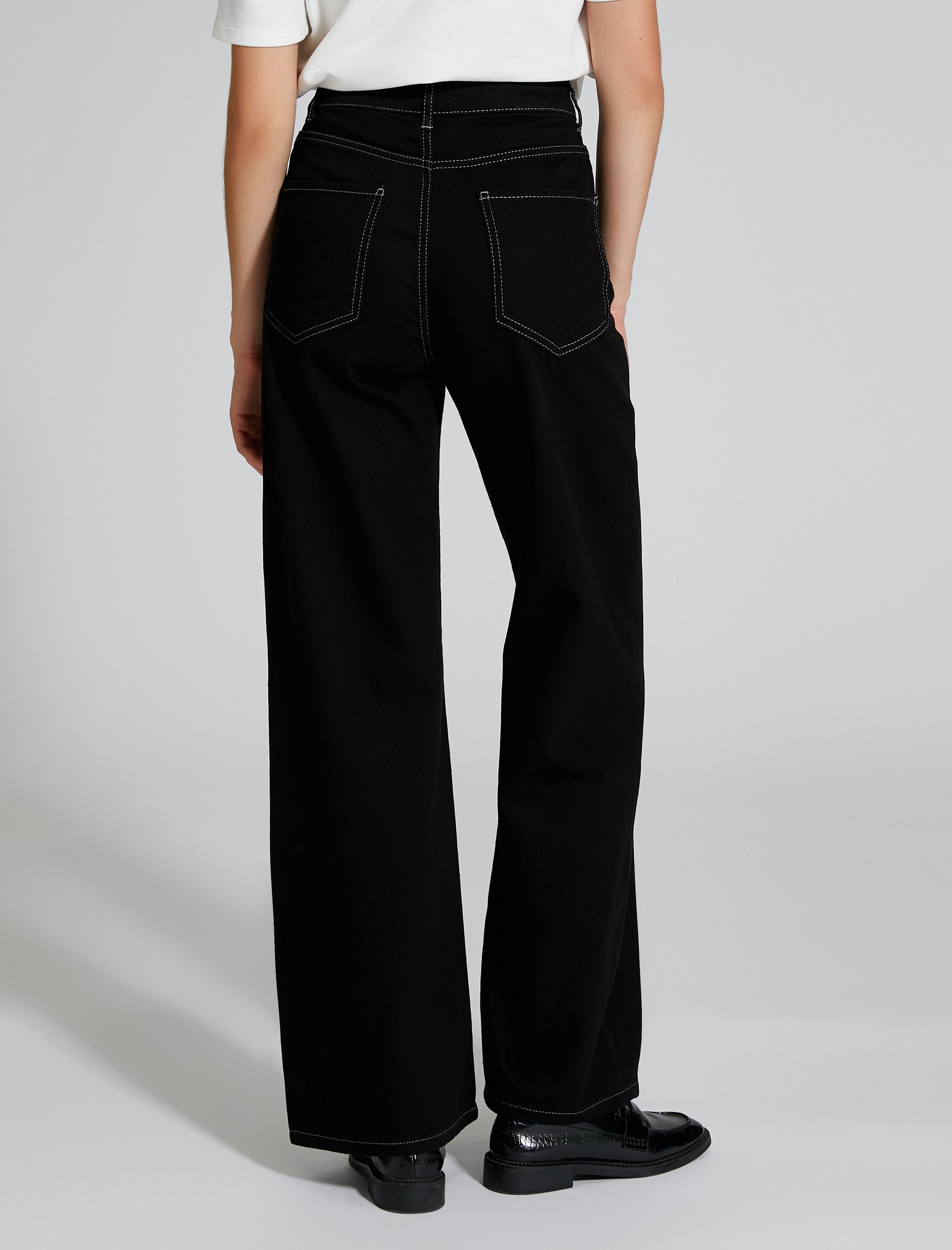   Ekstra Geniş Paça Kot Pantolon Gabardin Kumaş Yüksek Bel - Bianca Jeans