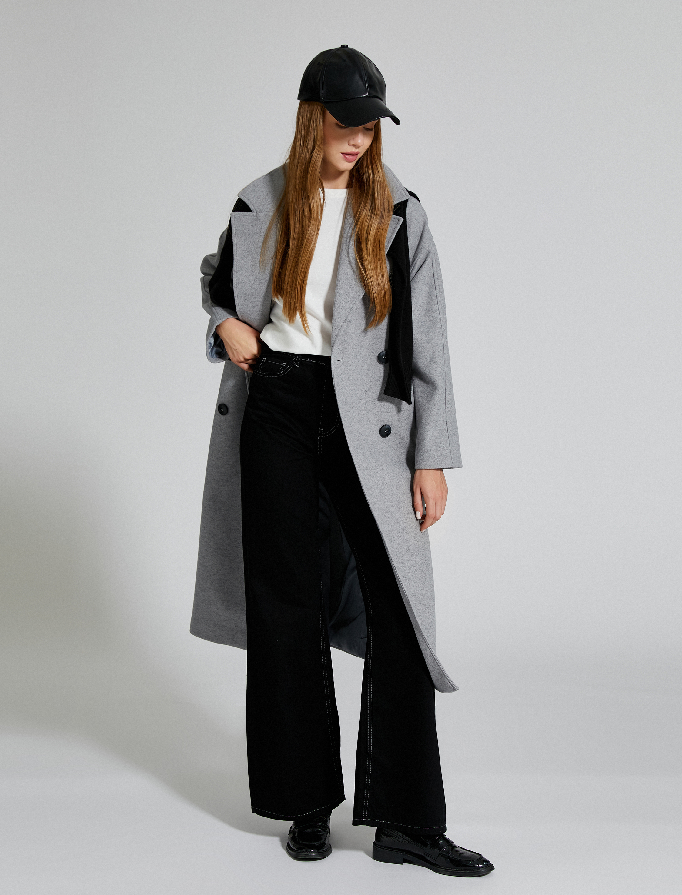   Ekstra Geniş Paça Kot Pantolon Gabardin Kumaş Yüksek Bel - Bianca Jeans