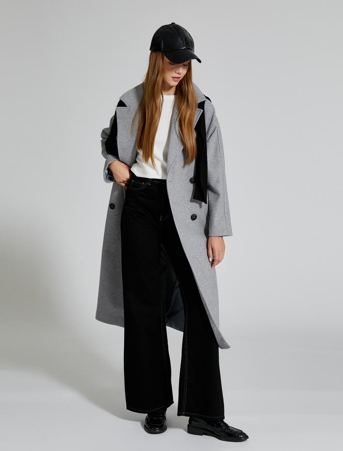  Ekstra Geniş Paça Kot Pantolon Gabardin Kumaş Yüksek Bel - Bianca Jeans