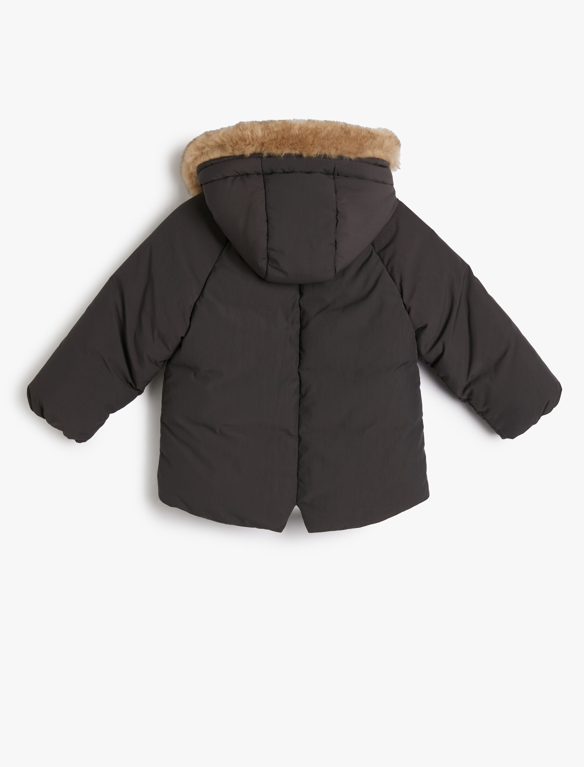  Erkek Bebek Kapşonlu Kaban Peluş Astarlı Dolgulu Cepli