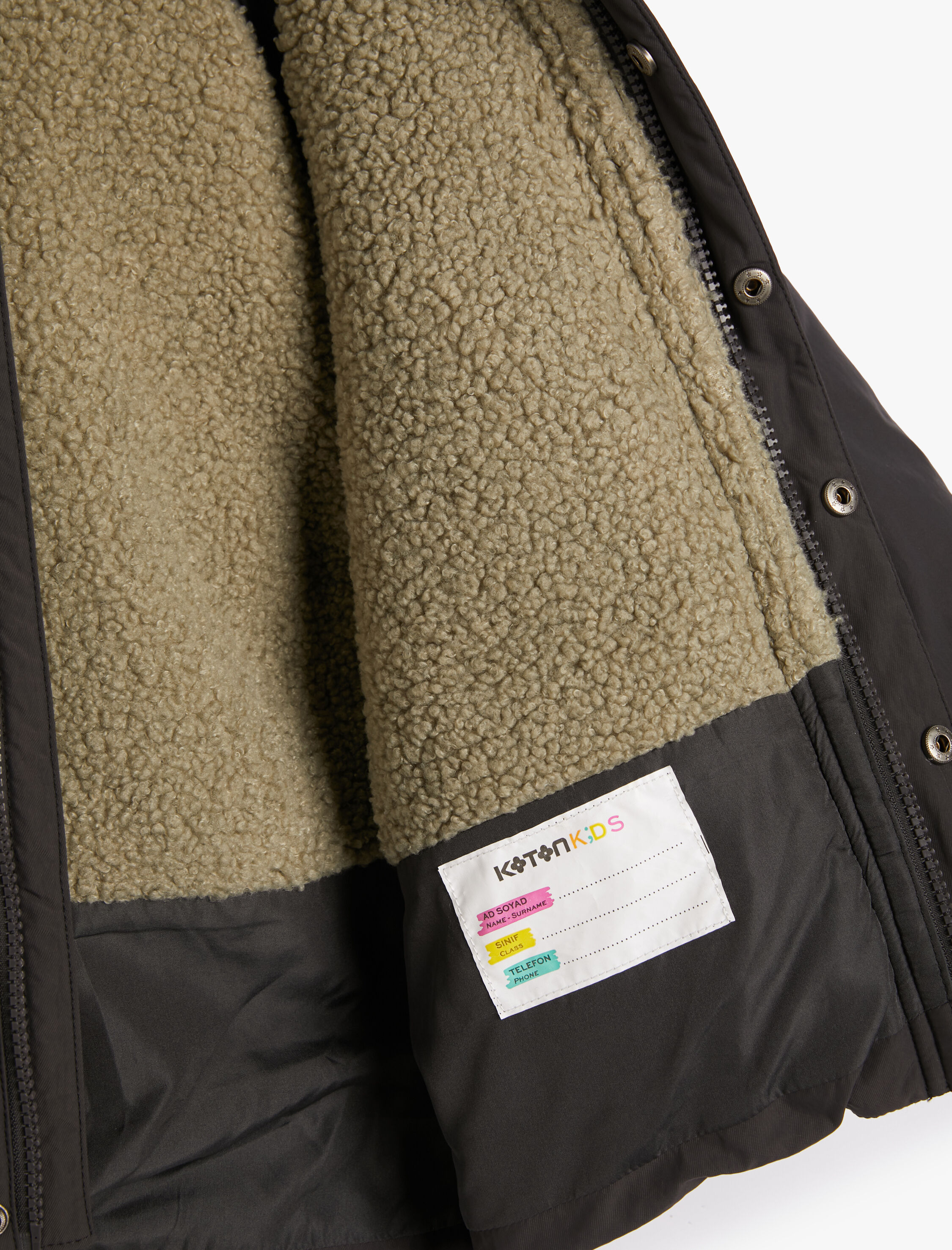  Erkek Bebek Kapşonlu Kaban Peluş Astarlı Dolgulu Cepli