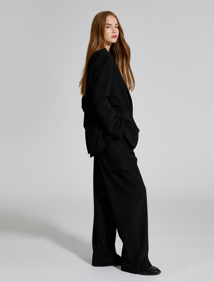  Palazzo Pantolon Kumaş Pile Detaylı Yüksek Bel