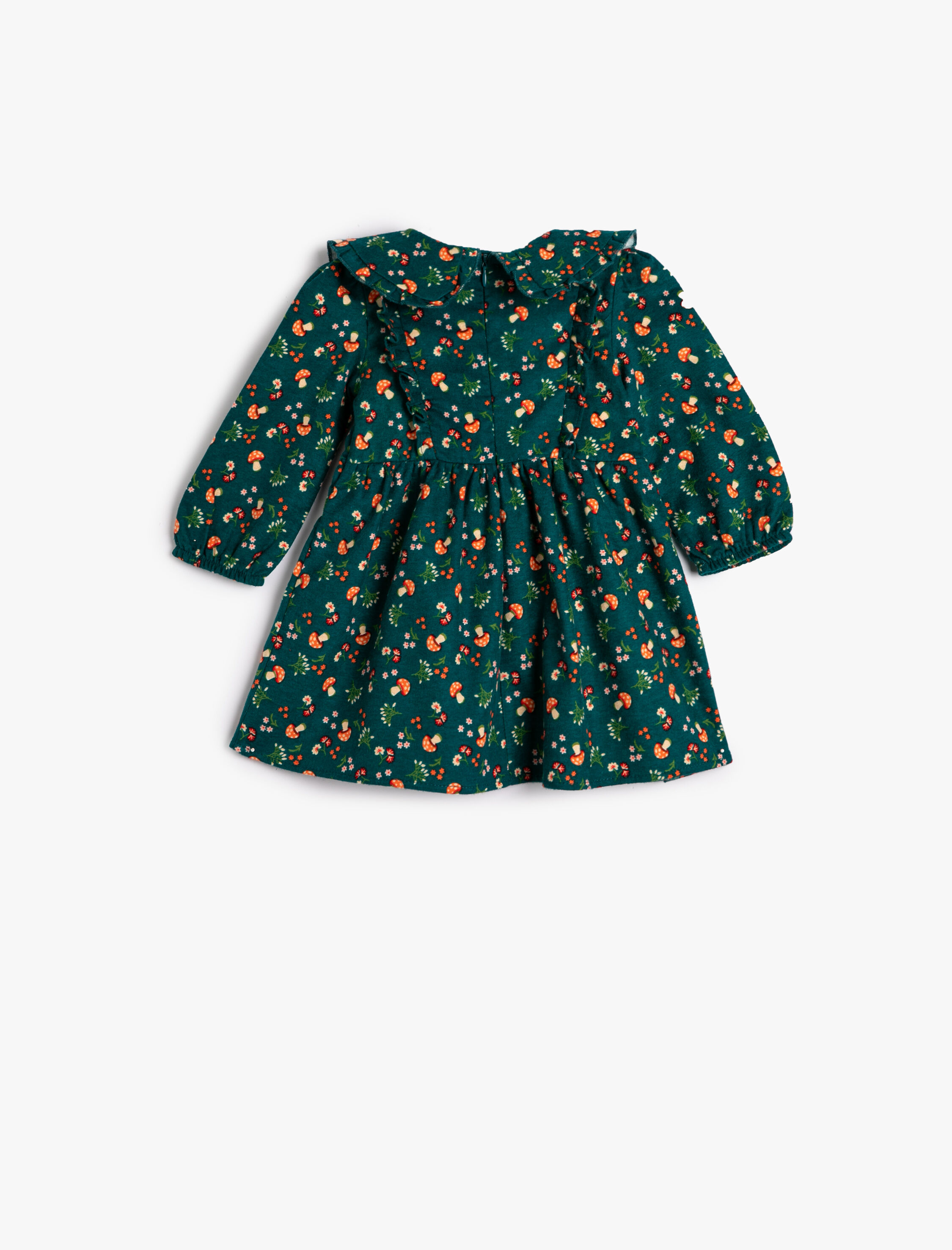  Kız Bebek Çiçekli Elbise Bebe Yaka Kısa Kollu Pamuklu