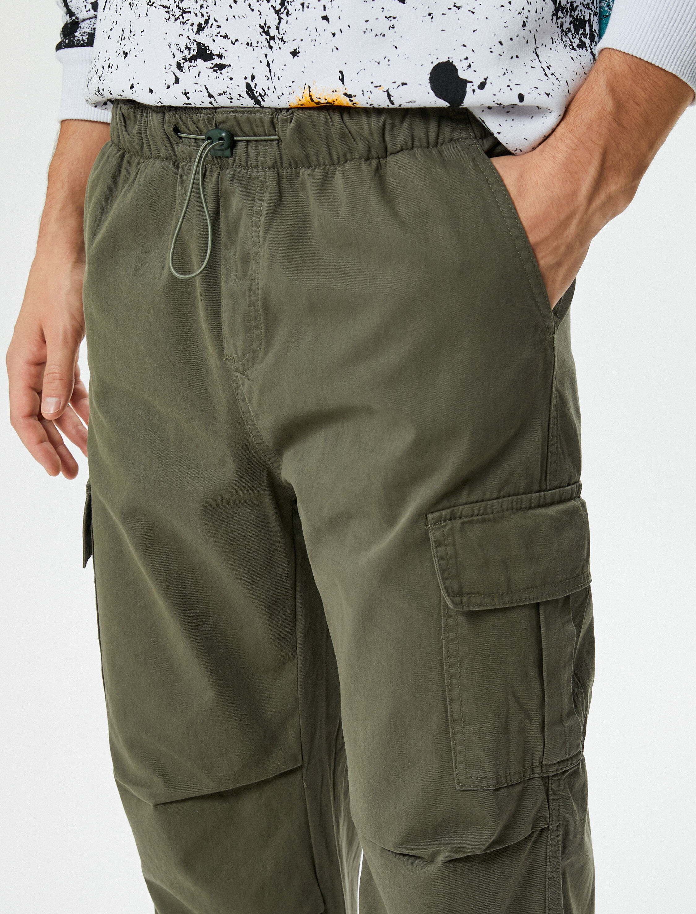   Paraşüt Pantolon Bol Kesim Stoperli Kargo Cep Detaylı