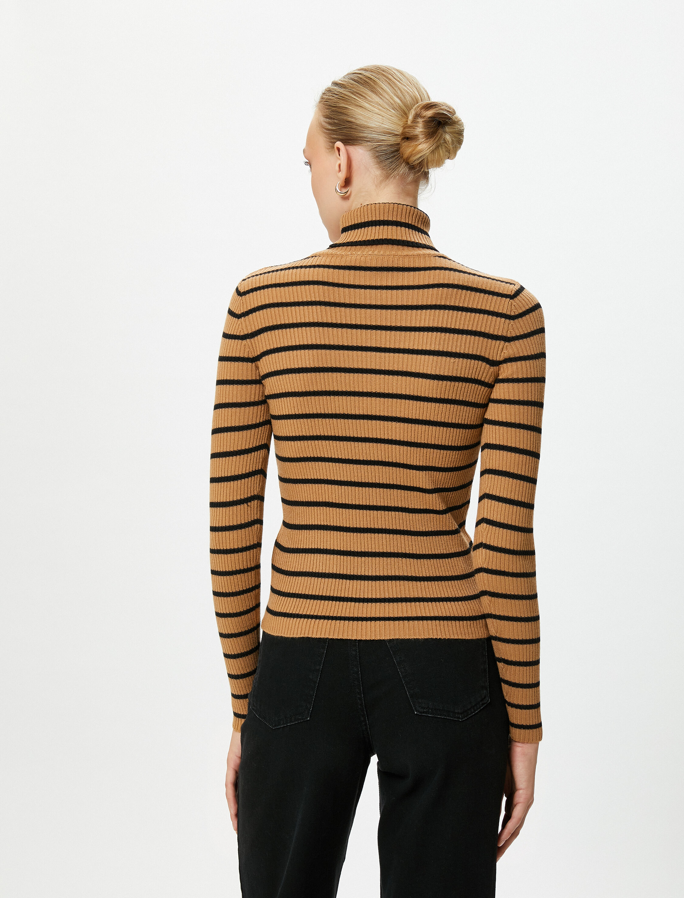   Triko Boğazlı Kazak Uzun Kollu Fitilli Kaşmir Dokulu