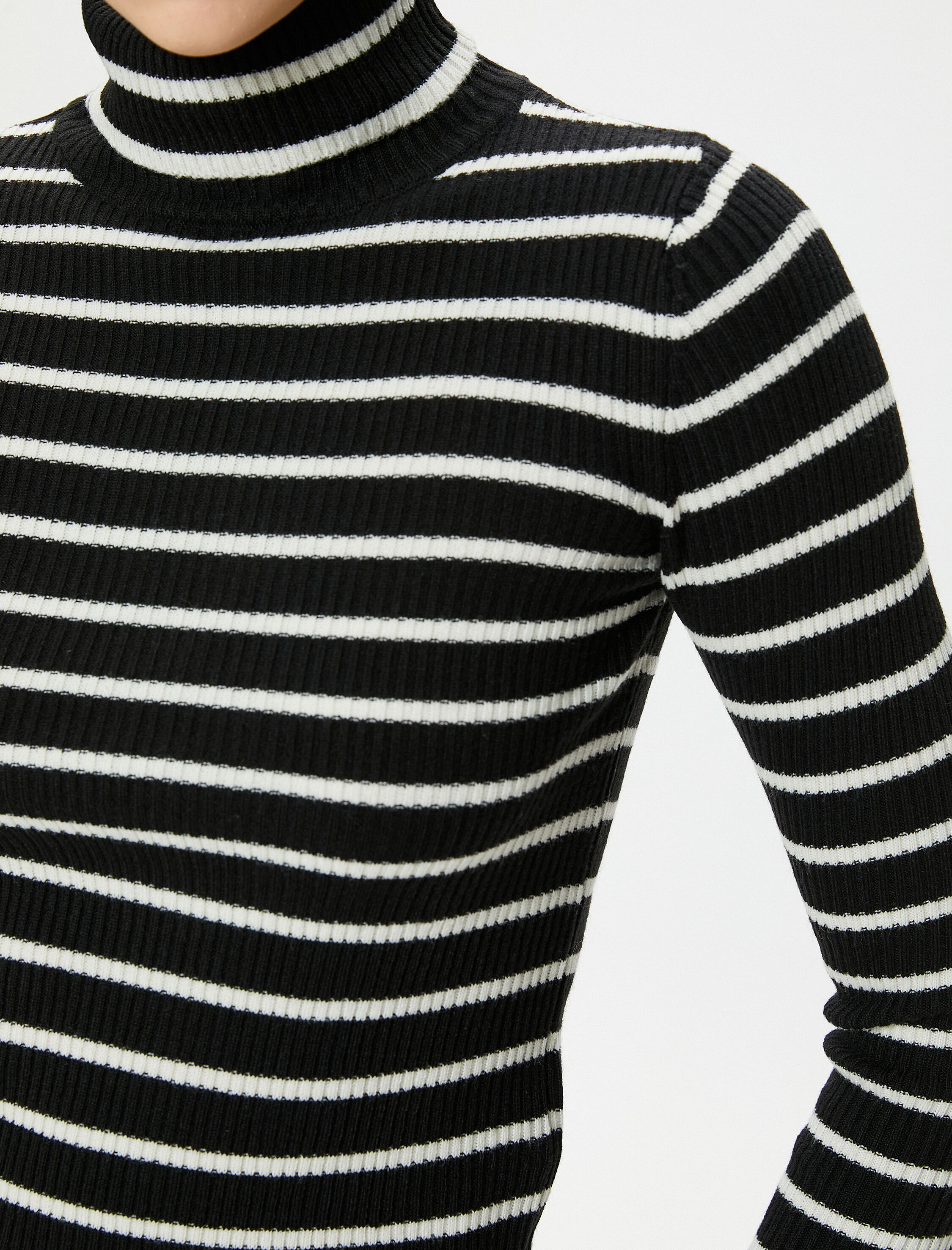   Triko Boğazlı Kazak Uzun Kollu Fitilli Kaşmir Dokulu