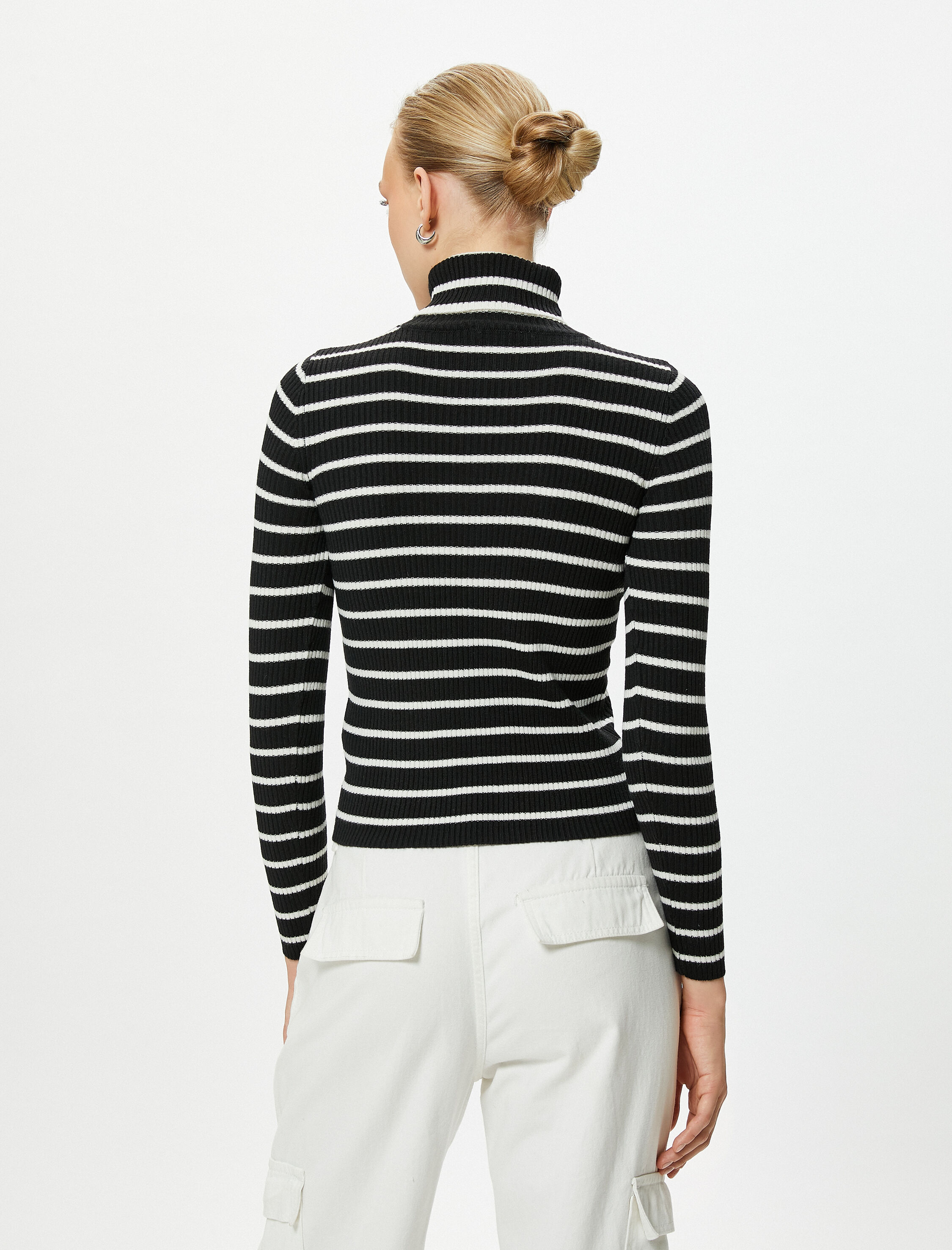   Triko Boğazlı Kazak Uzun Kollu Fitilli Kaşmir Dokulu