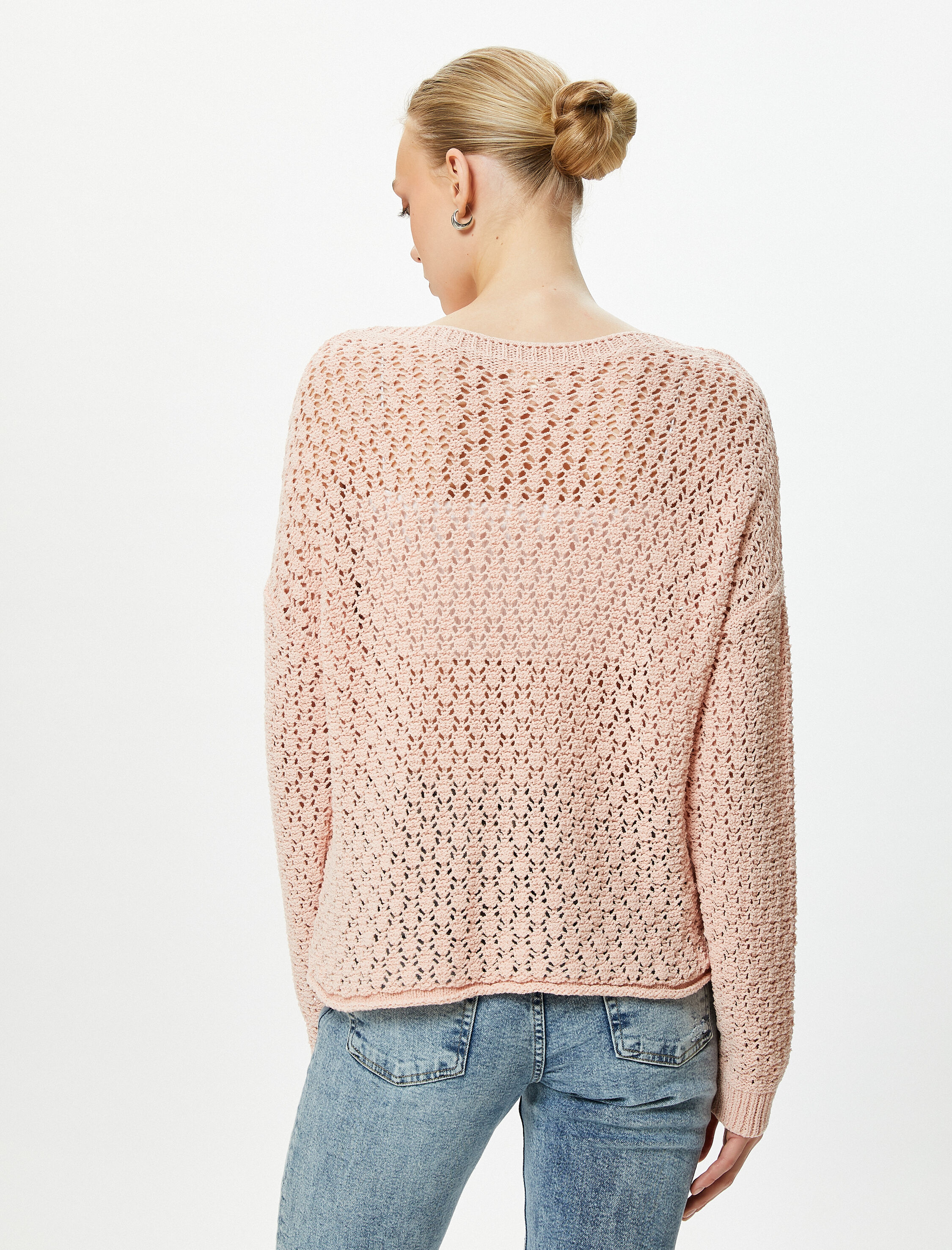   Oversize Kazak Örgü Ajurlu Bisiklet Yaka