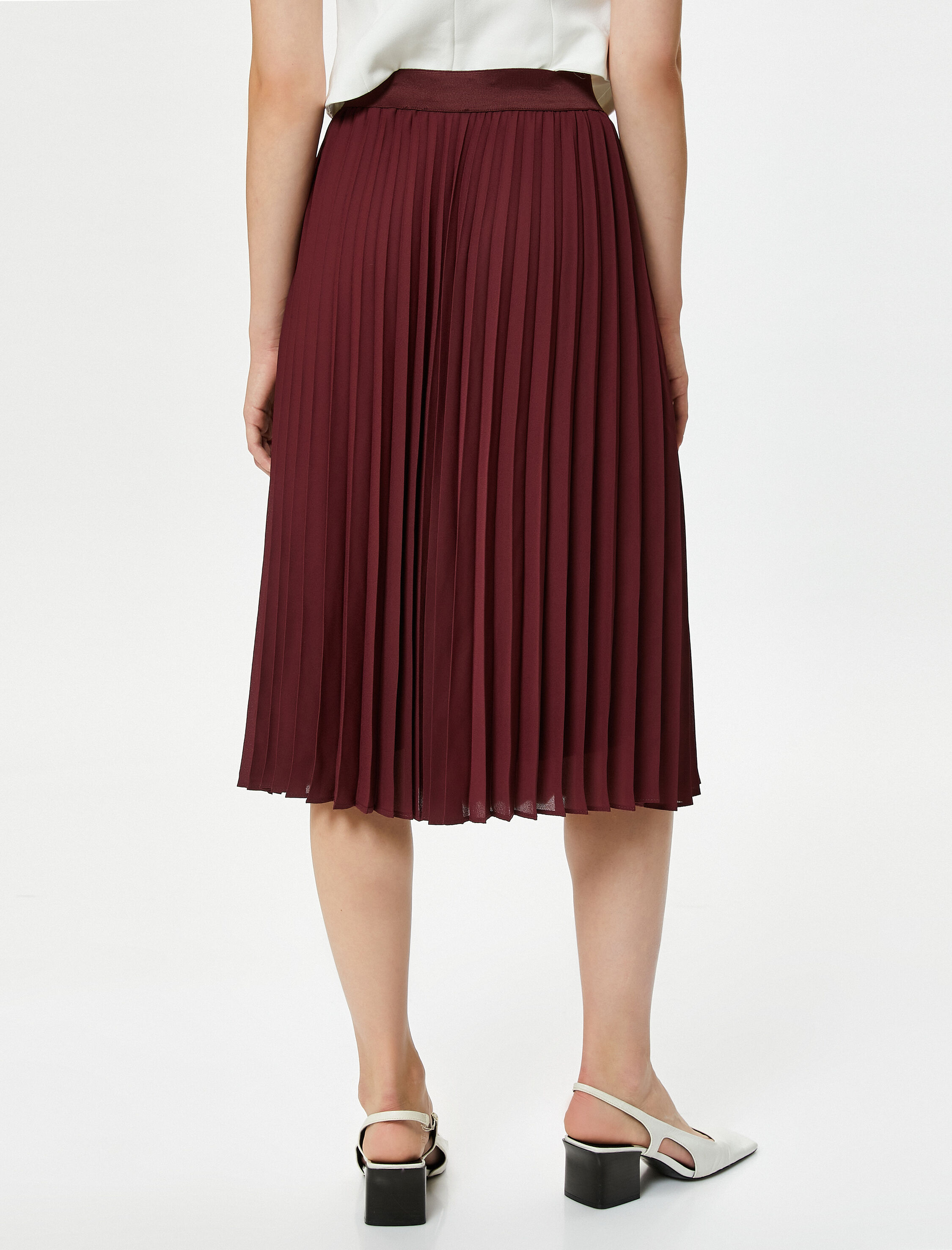   Midi Pileli Etek Normal Bel