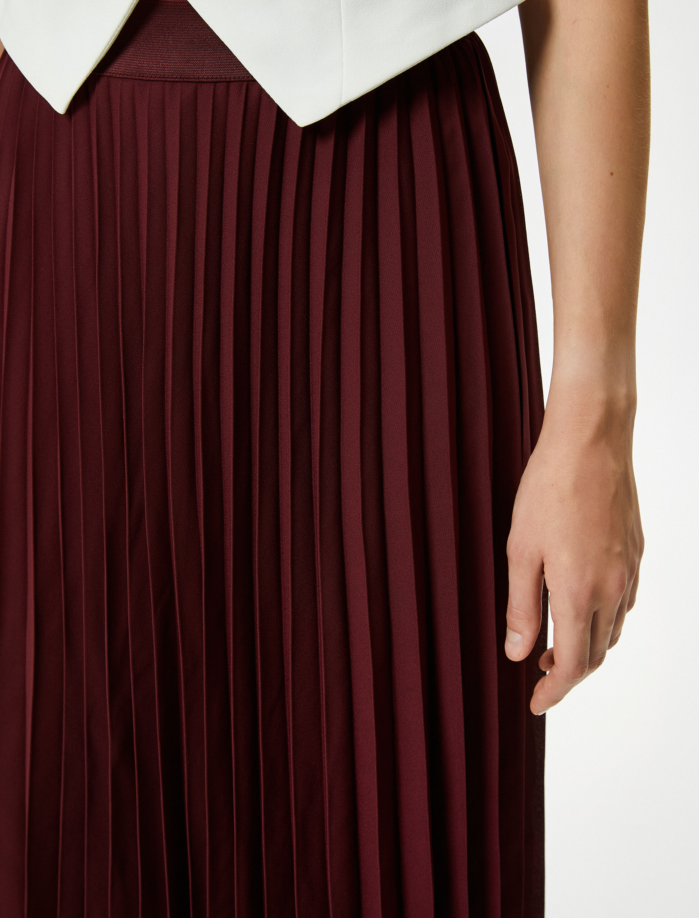   Midi Pileli Etek Normal Bel