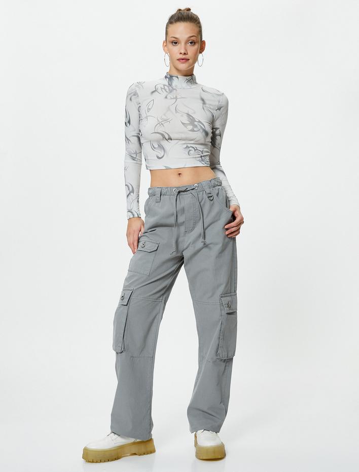  Oversize Kargo Pantolon Beli Lastikli Cepli Pamuklu