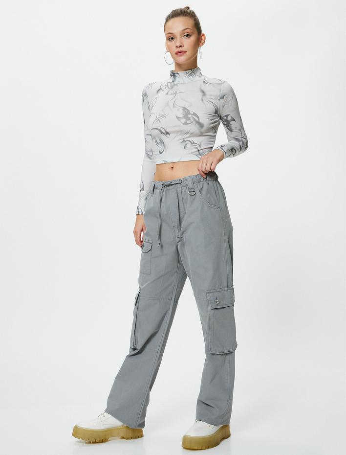  Oversize Kargo Pantolon Beli Lastikli Cepli Pamuklu