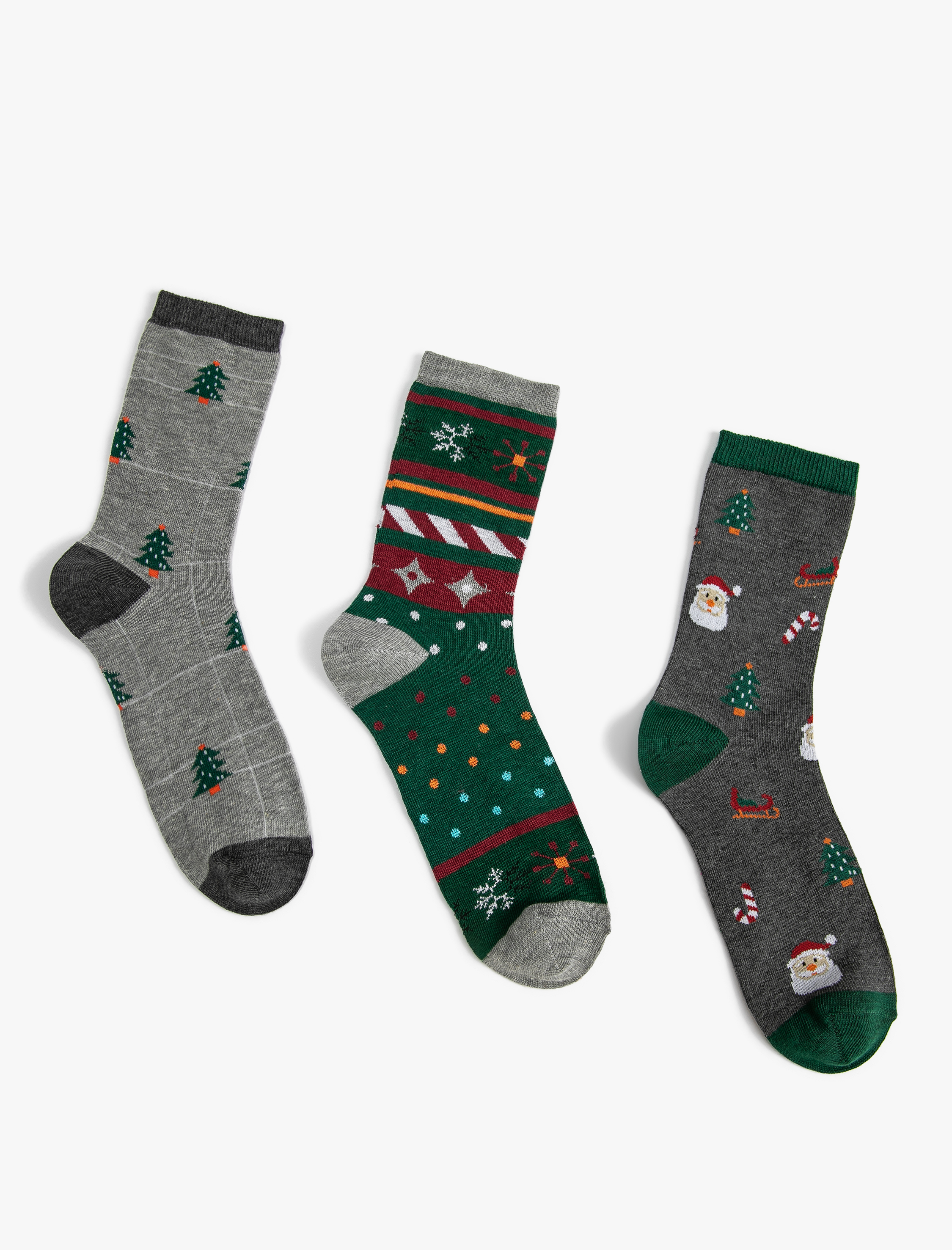  Kadın Yılbaşı Temalı Çorap Seti 3'lü Çok Renkli