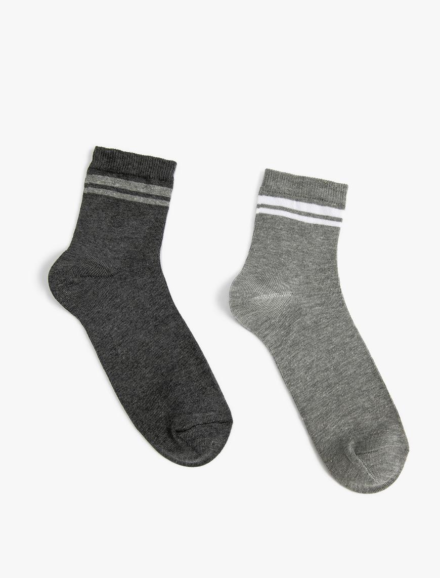  Kadın Çizgili Soket Çorap Seti 2'li